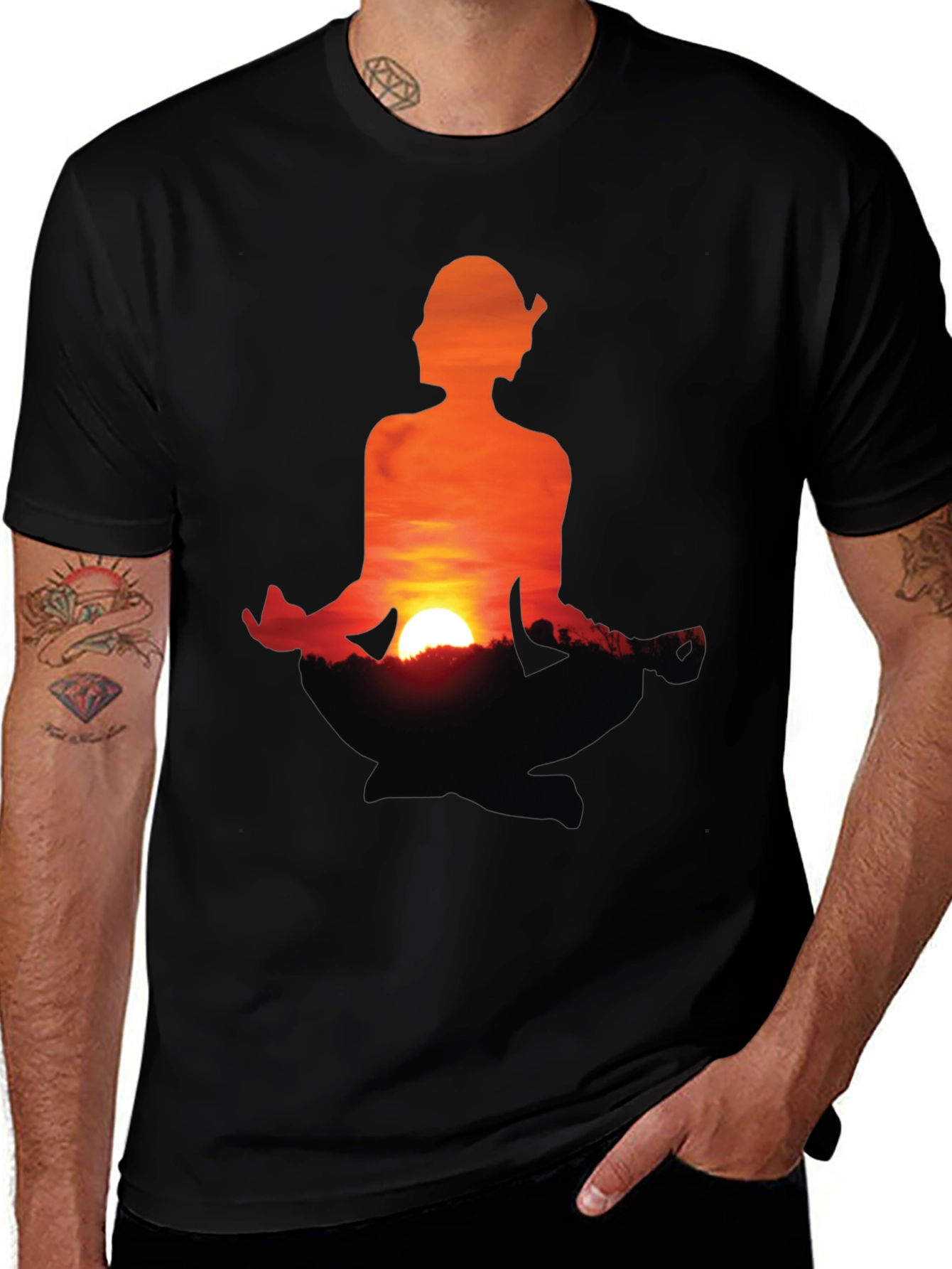 Variant 3 of Sunset Meditation T-Shirt - Peaceful Graphic Tee
