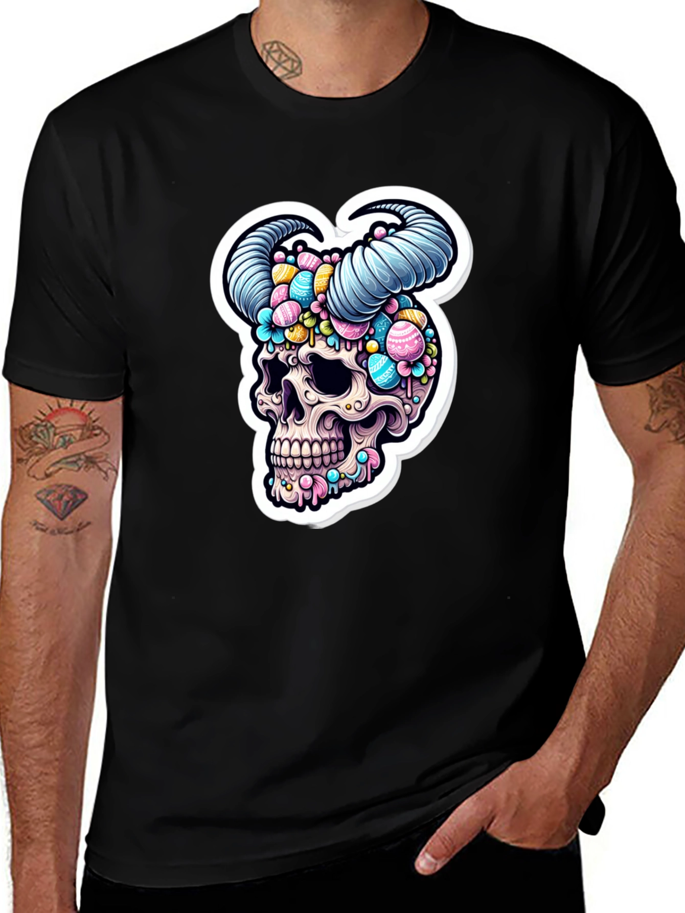 Variant 5 of Skull & Horns Graphic Tee