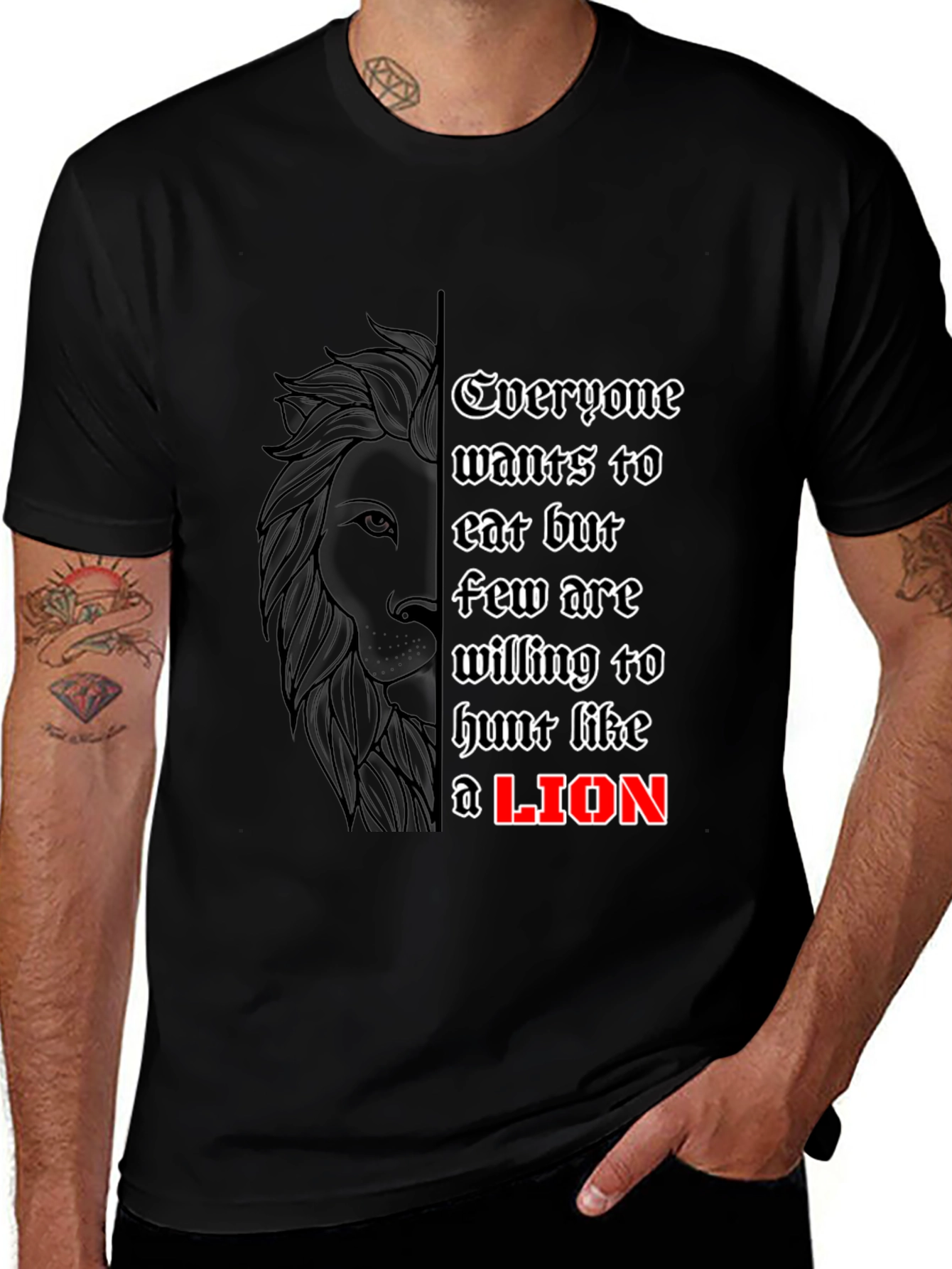 Variant 5 of Lion Hunt Graphic T-Shirt - Motivational Design