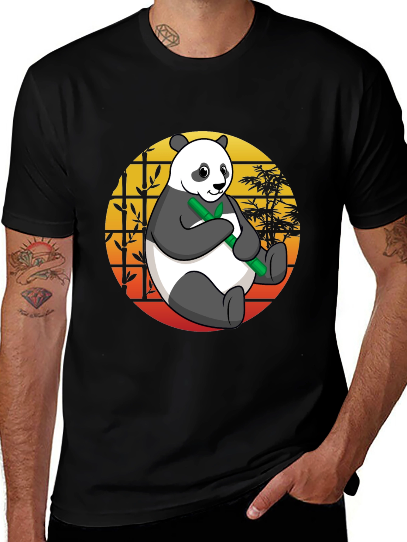 Variant 3 of Panda Bamboo T-Shirt - Men's Black Graphic Tee