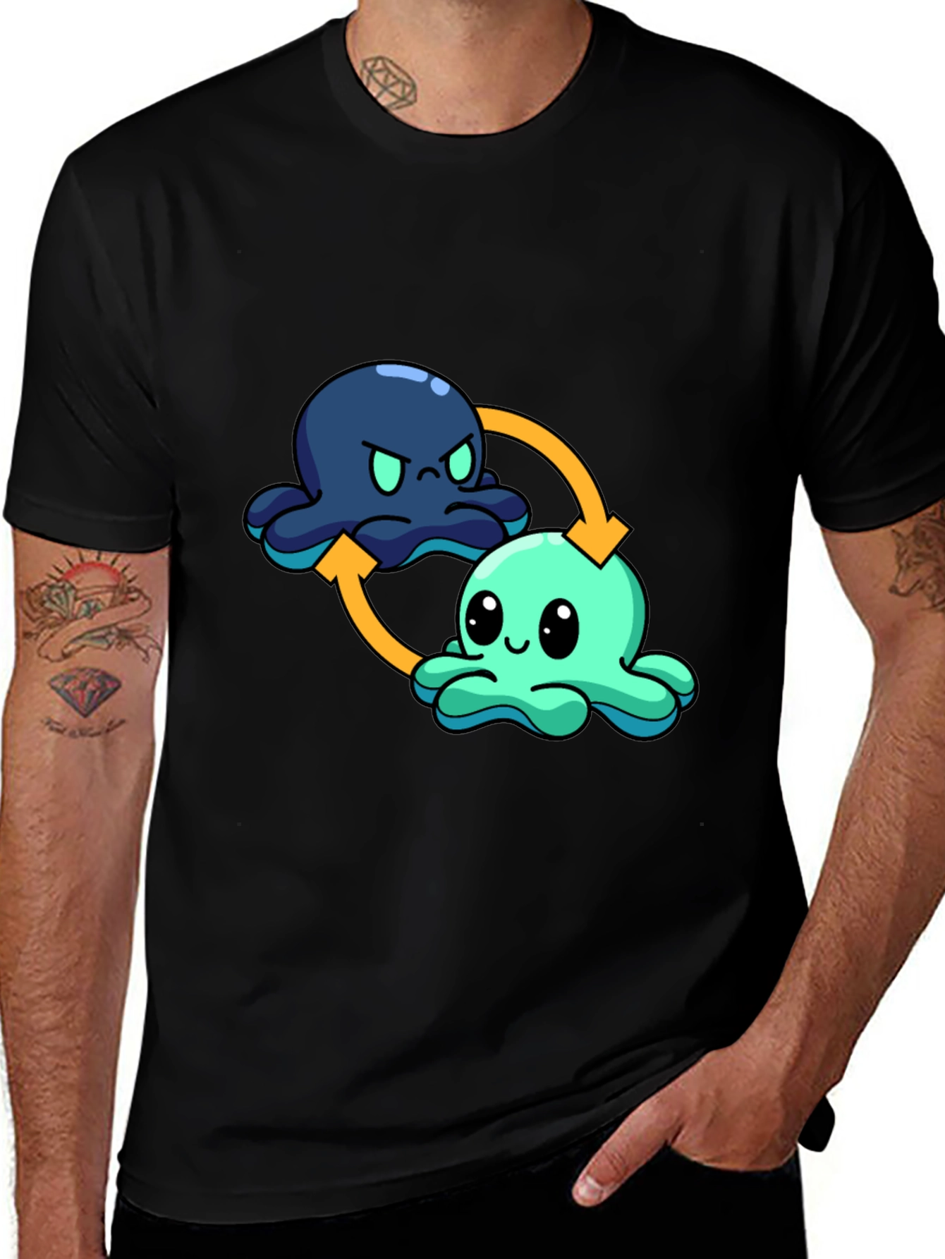 Variant 16 of Mood Octopus T-Shirt - Reversible Cute Cartoon Design