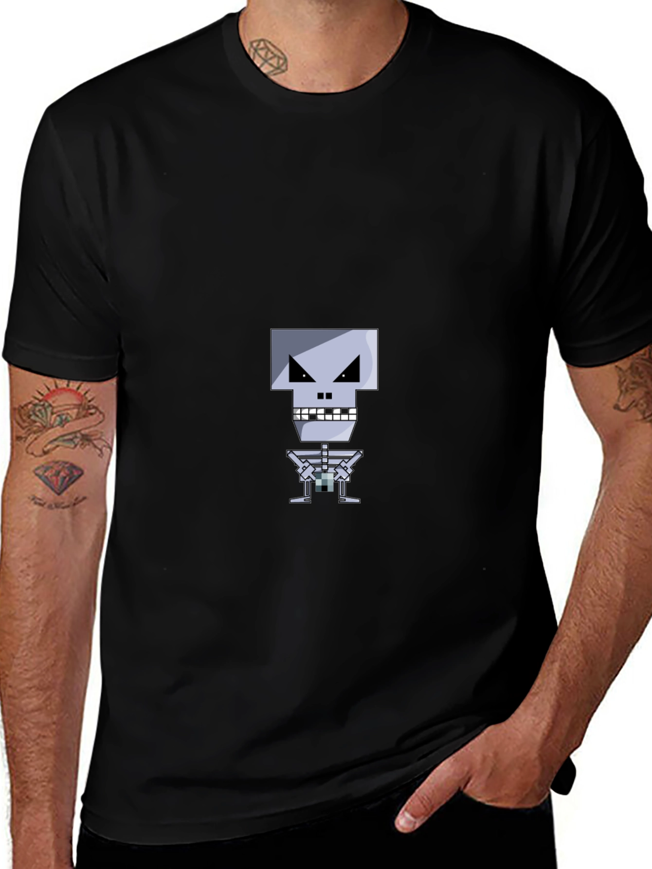 Variant 25 of Pixelated Skeleton Graphic Tee - Black