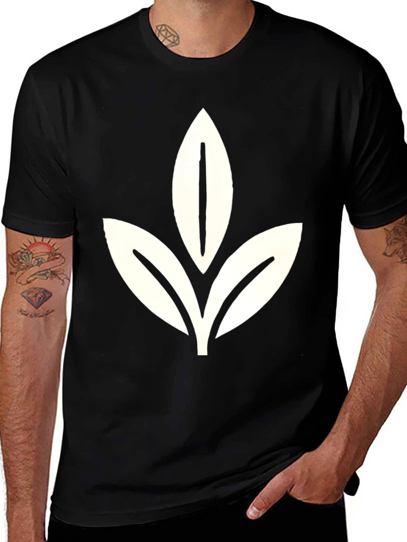 Variant 6 of Black Tee with Leaf Graphic