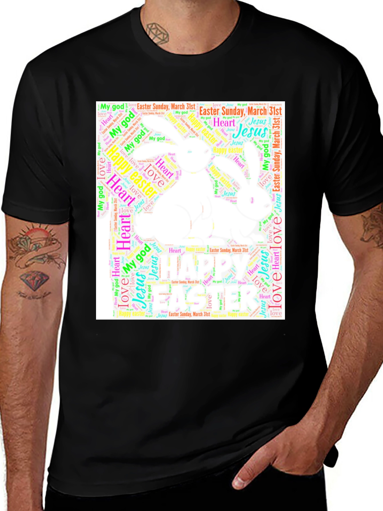 Easter Bunny Word Art T-Shirt