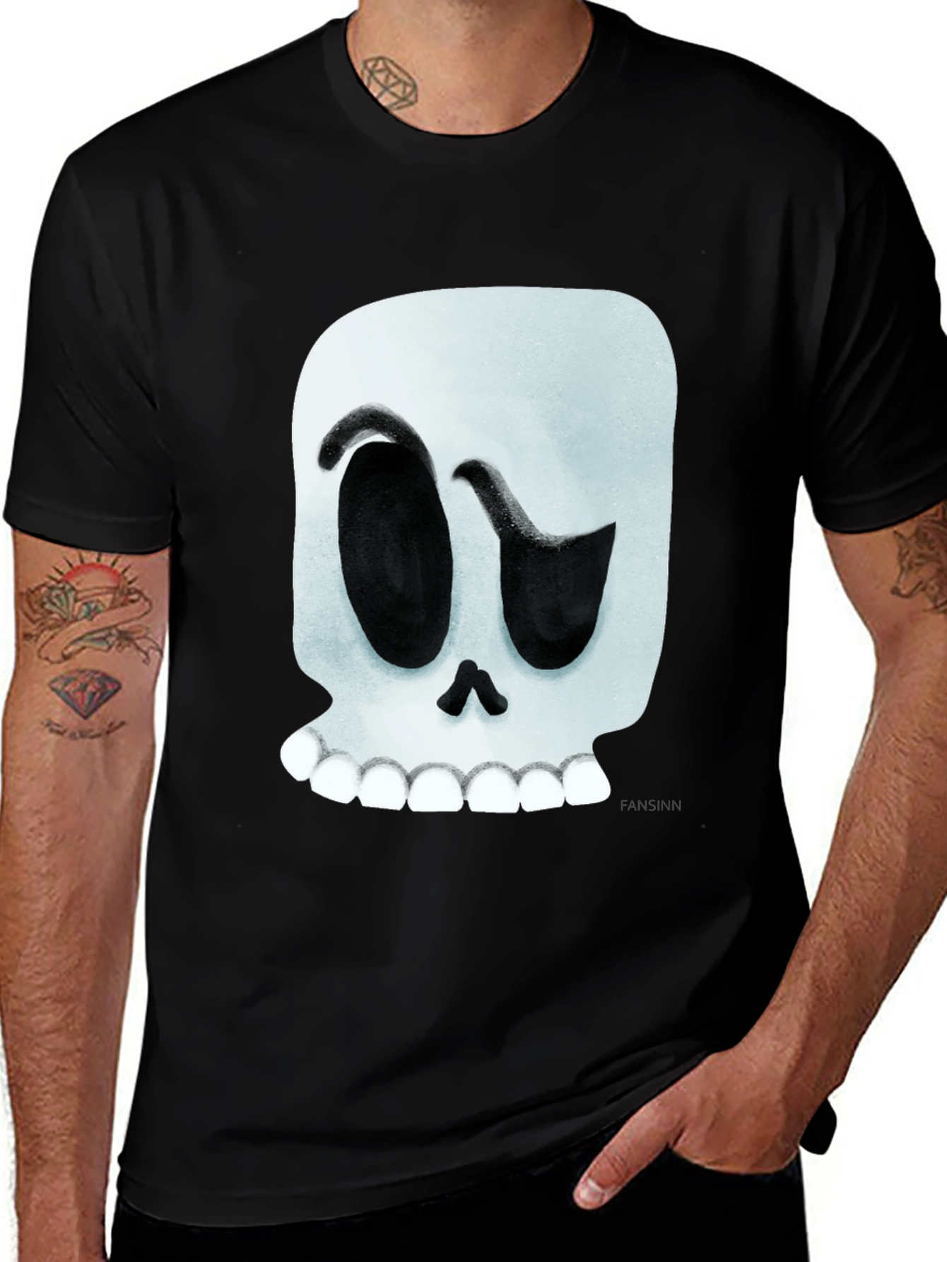 Variant 29 of Skull Graphic Tee - Black Cotton Casual T-Shirt