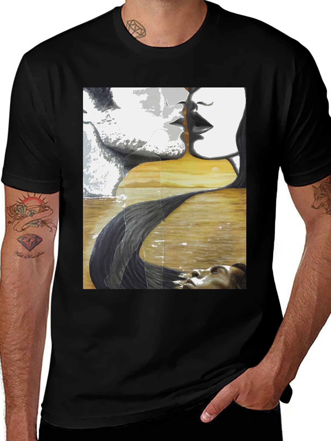 Variant 25 of Artistic Graphic Tee - Lovers and Serenity