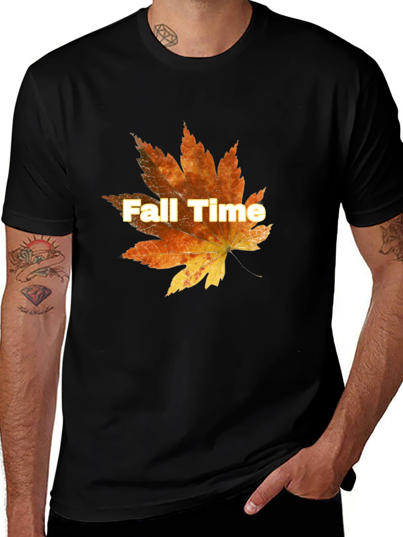 Variant 26 of Fall Time Maple Leaf Black T-Shirt