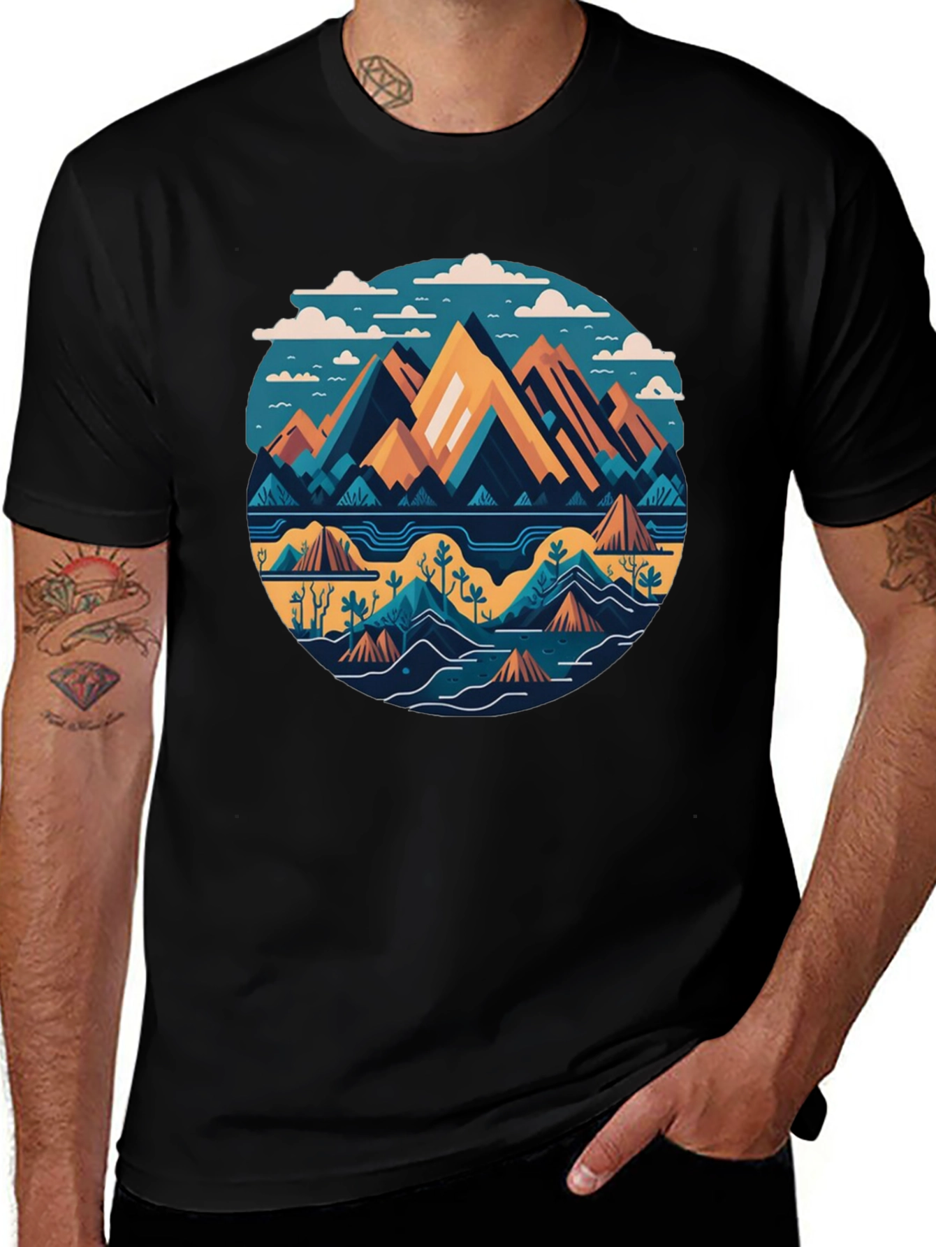 Variant 14 of Mountain Landscape Graphic Tee - Modern Design