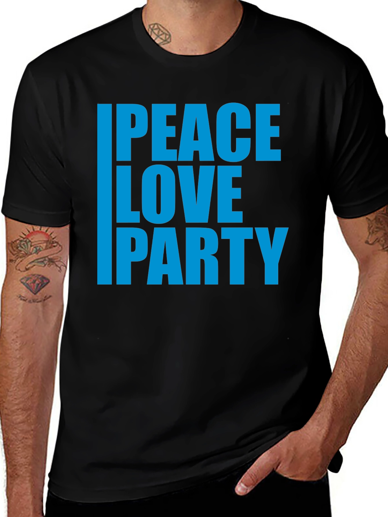 Variant 12 of Peace Love Party T-Shirt - Bold Graphic Tee