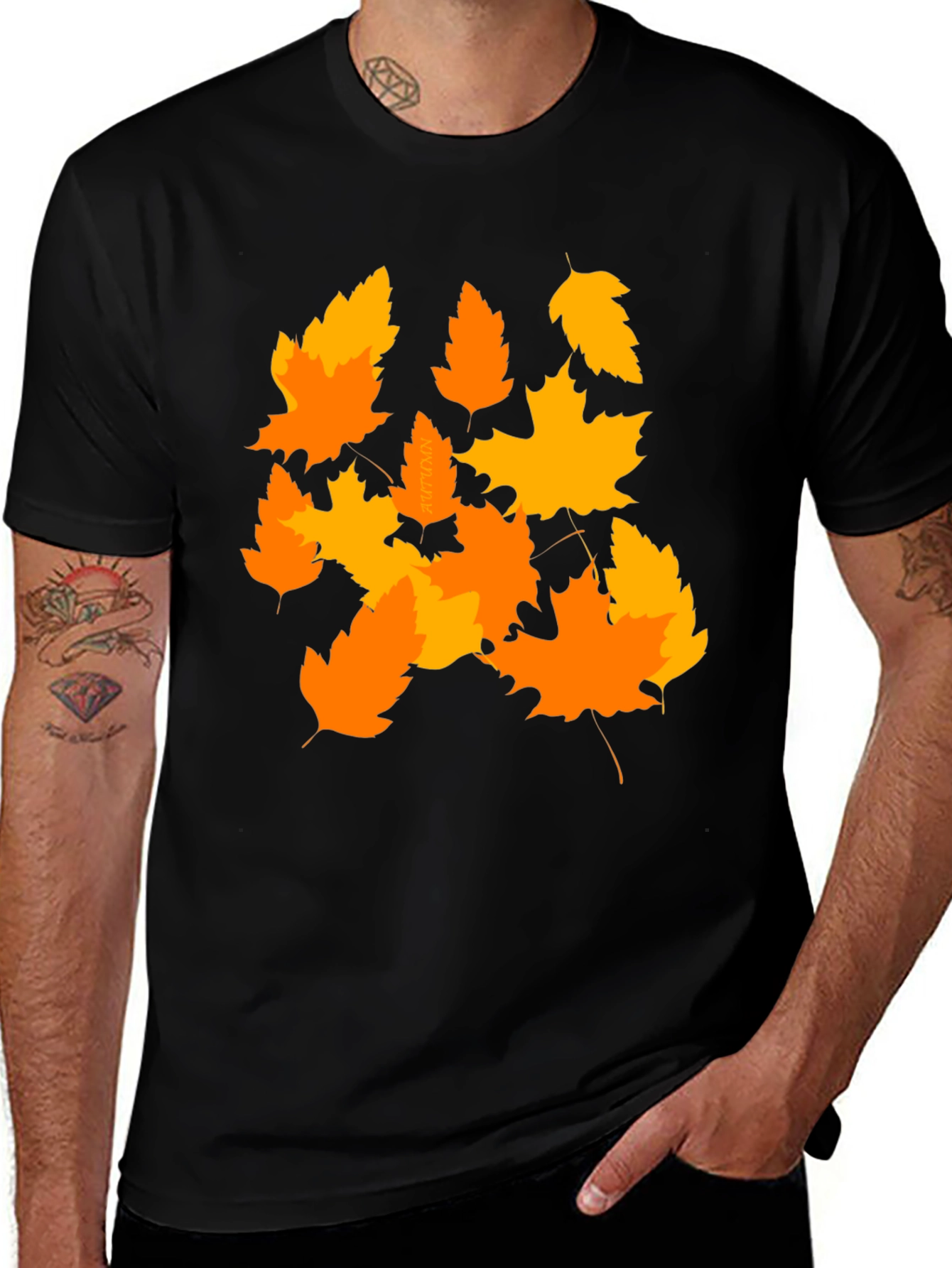 Black Autumn Leaves Graphic Tee - Stylish Fall Fashion main image
