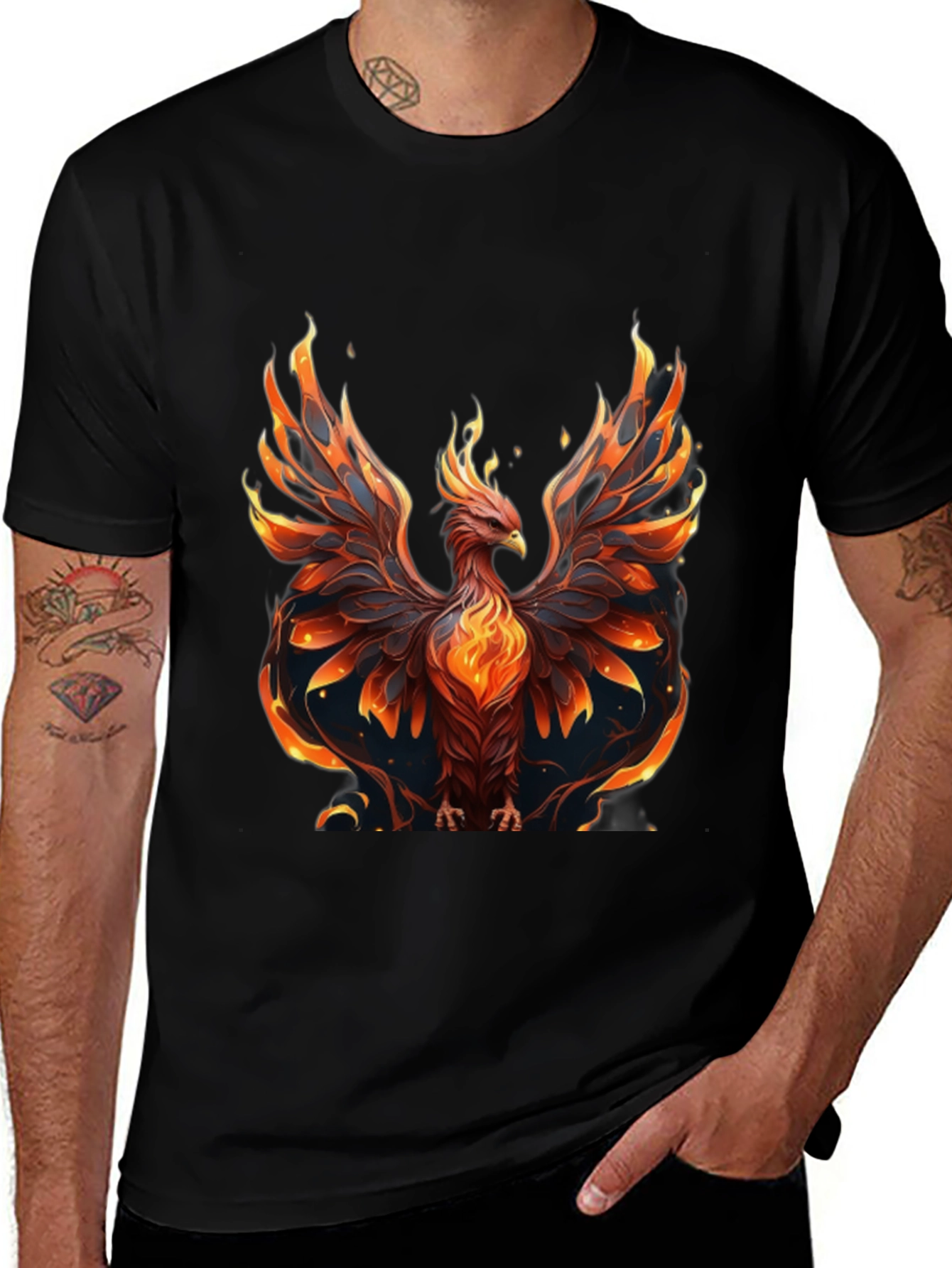 Variant 9 of Fiery Phoenix Graphic Black T-Shirt