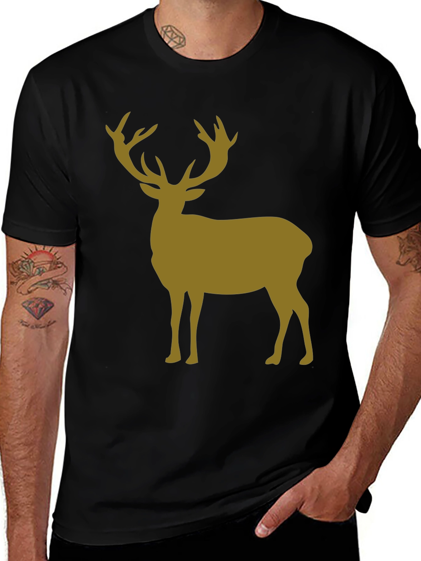 Variant 22 of Deer Silhouette Graphic Tee - Black