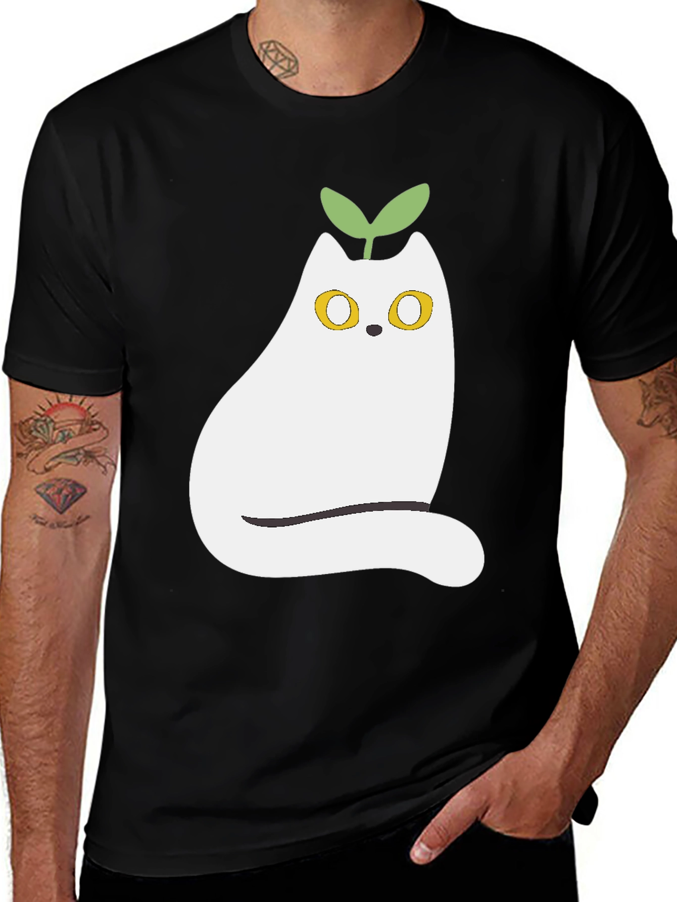 Variant 29 of Whimsical Cat Plant T-Shirt - Cute Graphic Tee
