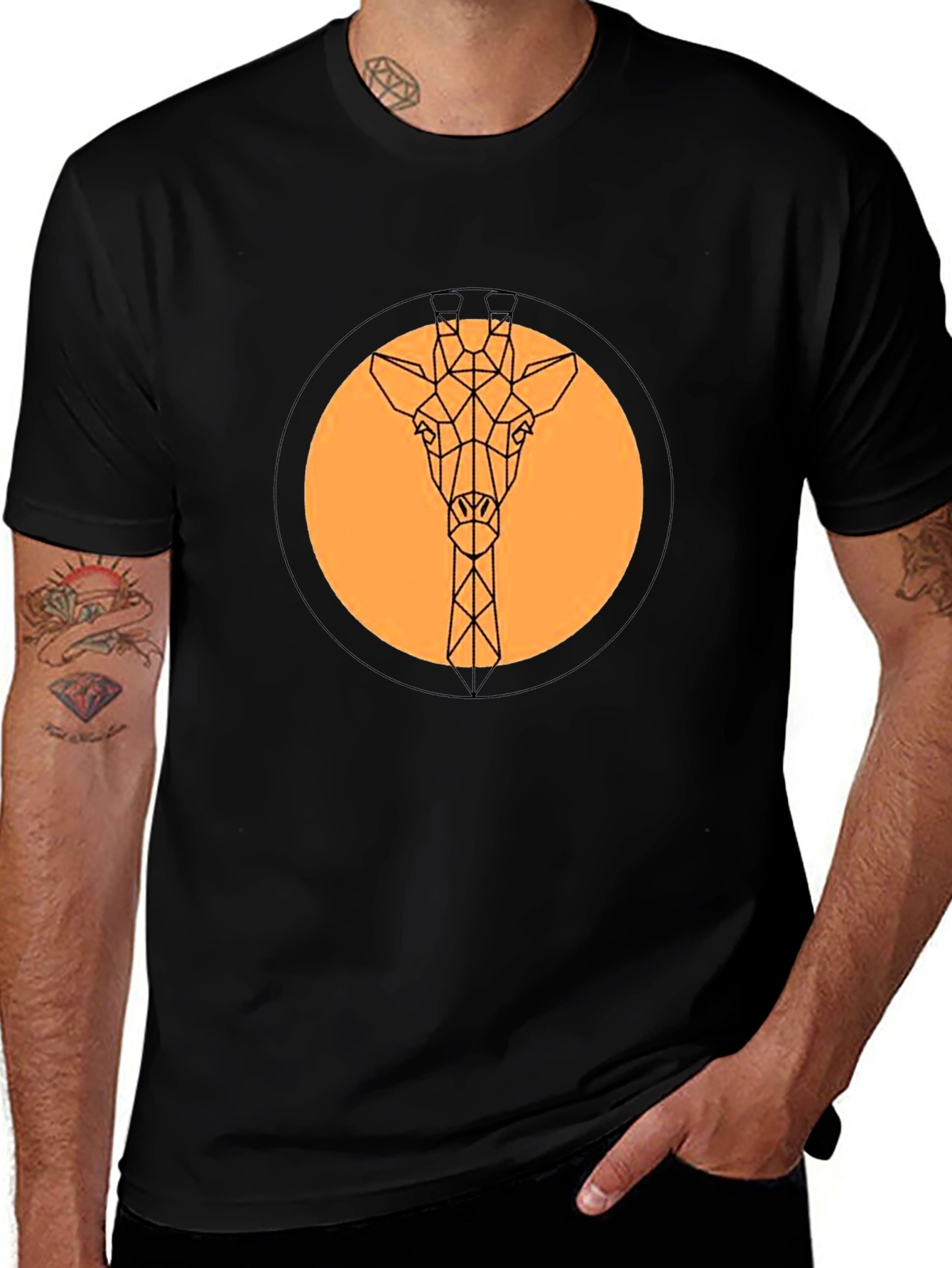 Variant 14 of Geometric Giraffe Tee - Modern Graphic Print Shirt
