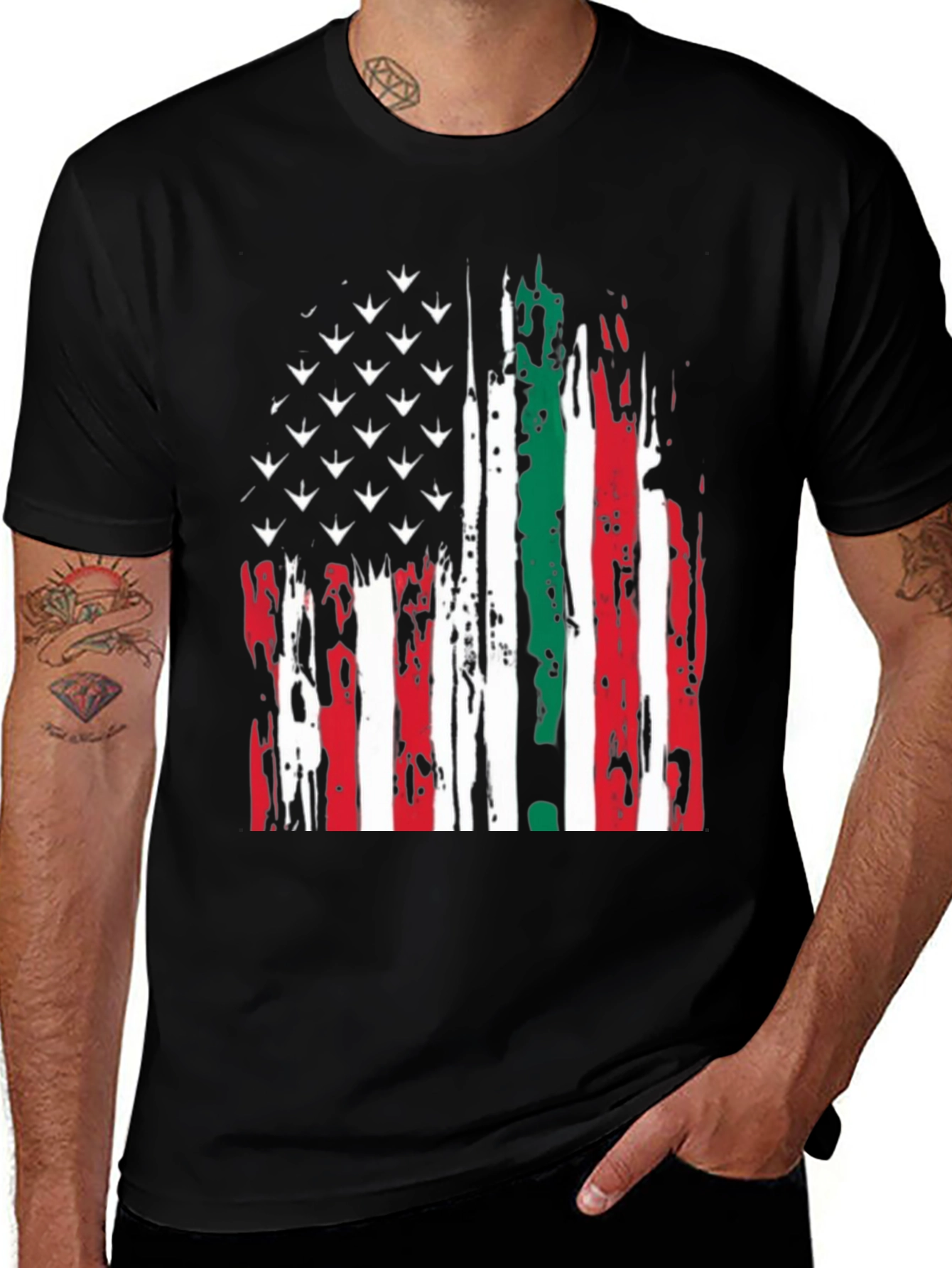 Variant 21 of USA Mexico Flag Graphic Tee