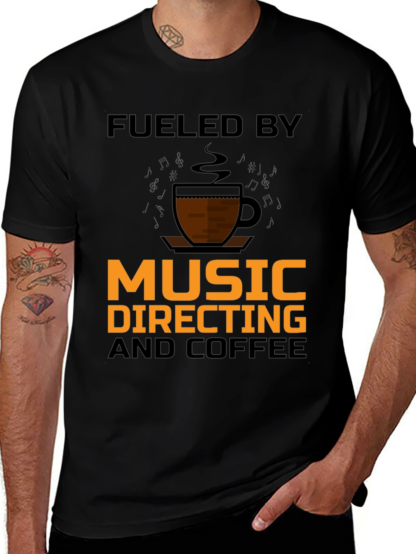 Variant 16 of Music Directing & Coffee T-Shirt - Black