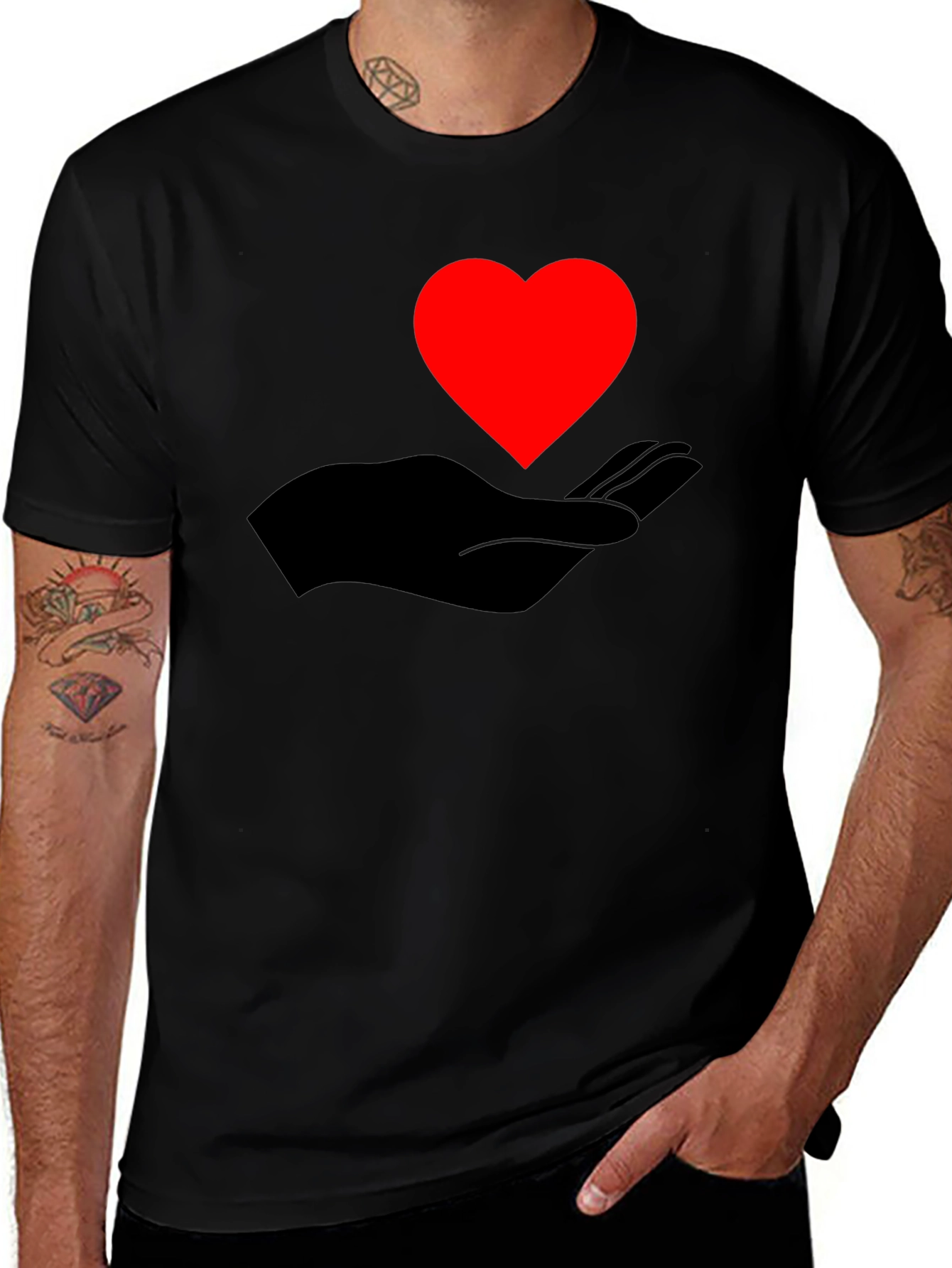 Variant 29 of Heart in Hand Graphic Tee - Stylish Crew Neck T-Shirt
