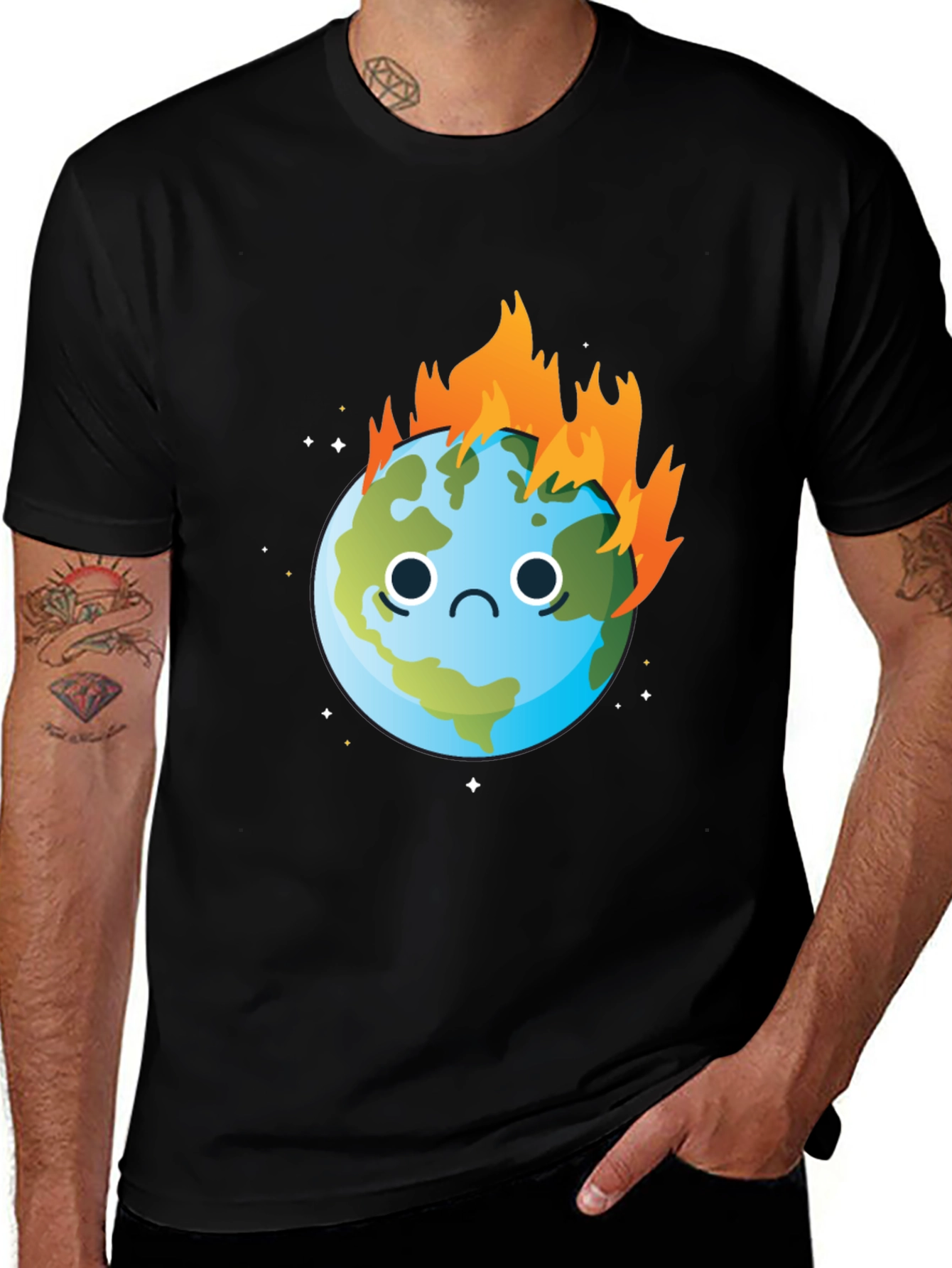 Burning Earth Graphic Tee - Global Warming Awareness