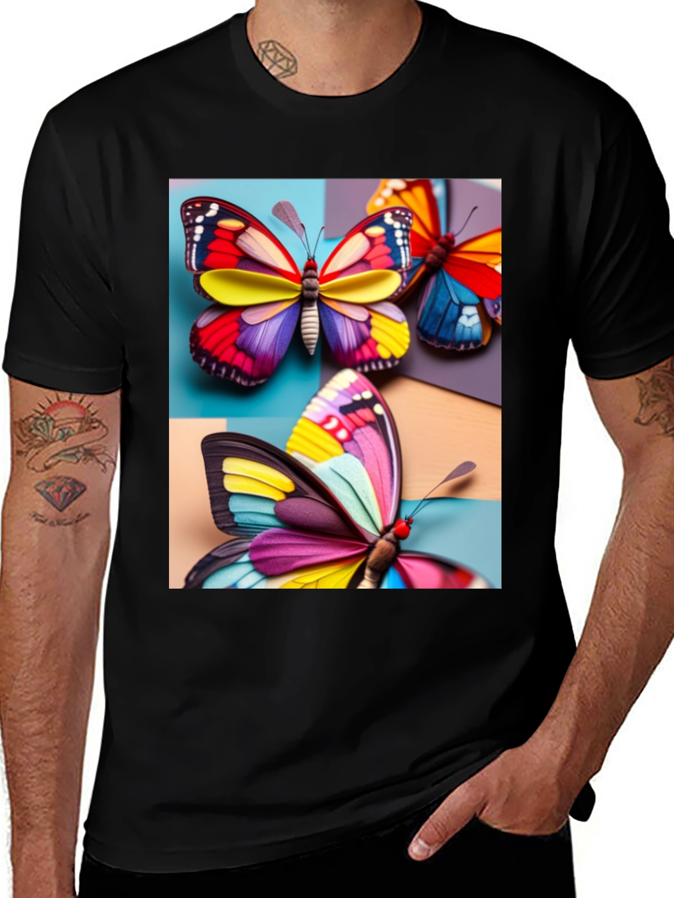Variant 9 of Butterfly Art Tee - Vivid Colorful Design