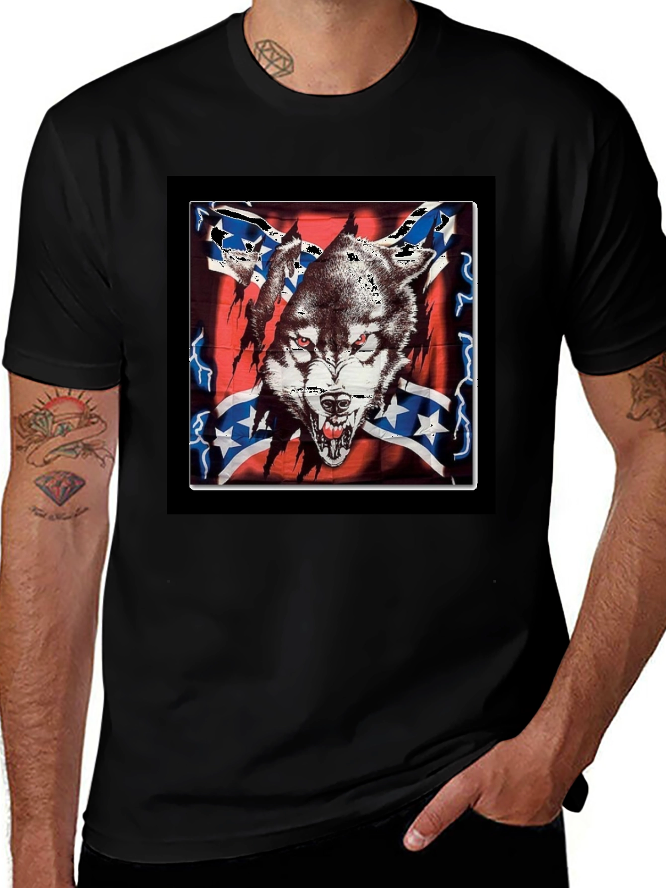 Variant 17 of Wolf Confederate Flag T-Shirt