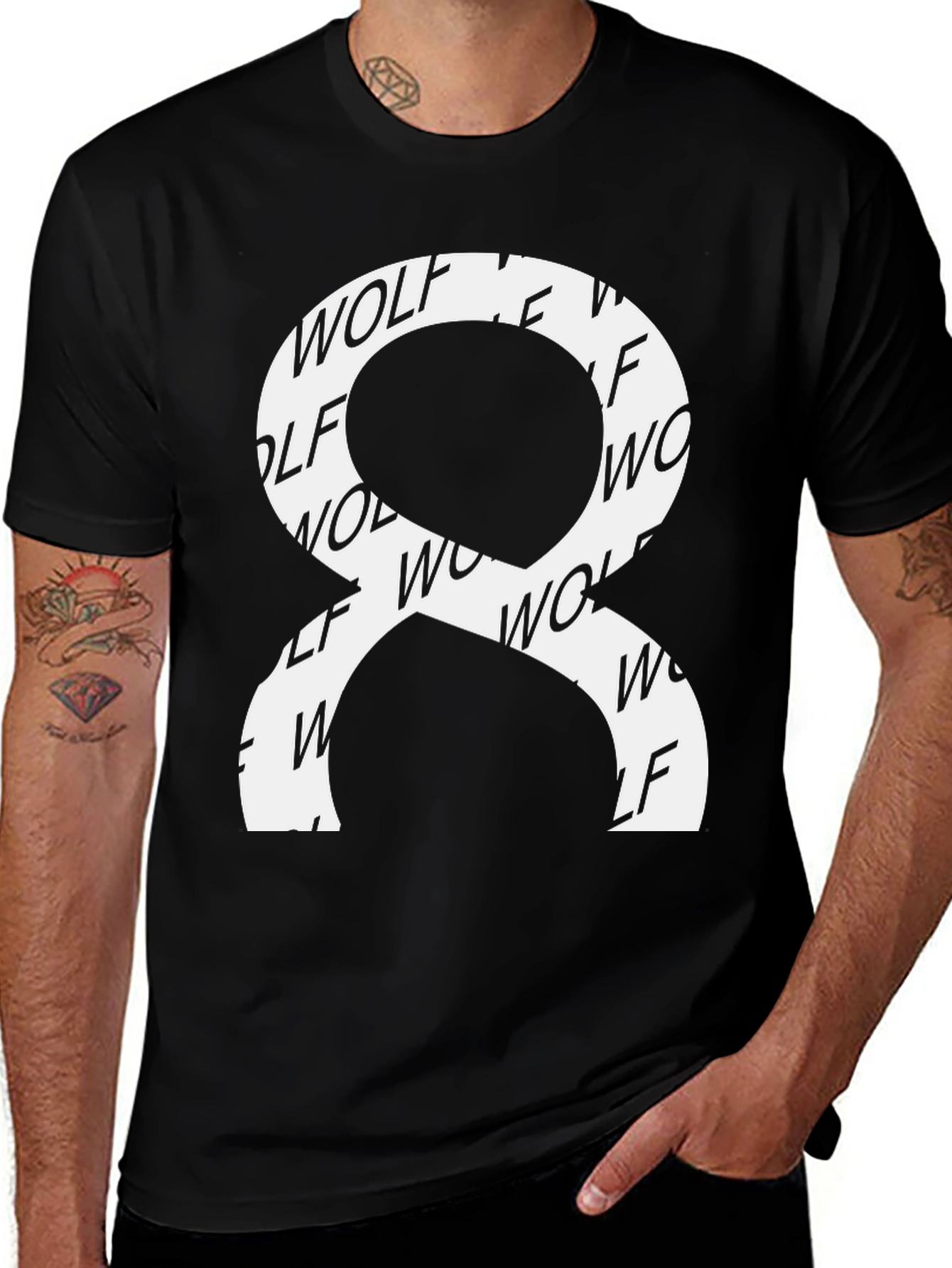 Variant 8 of Wolf Graphic Print Black Tee Shirt