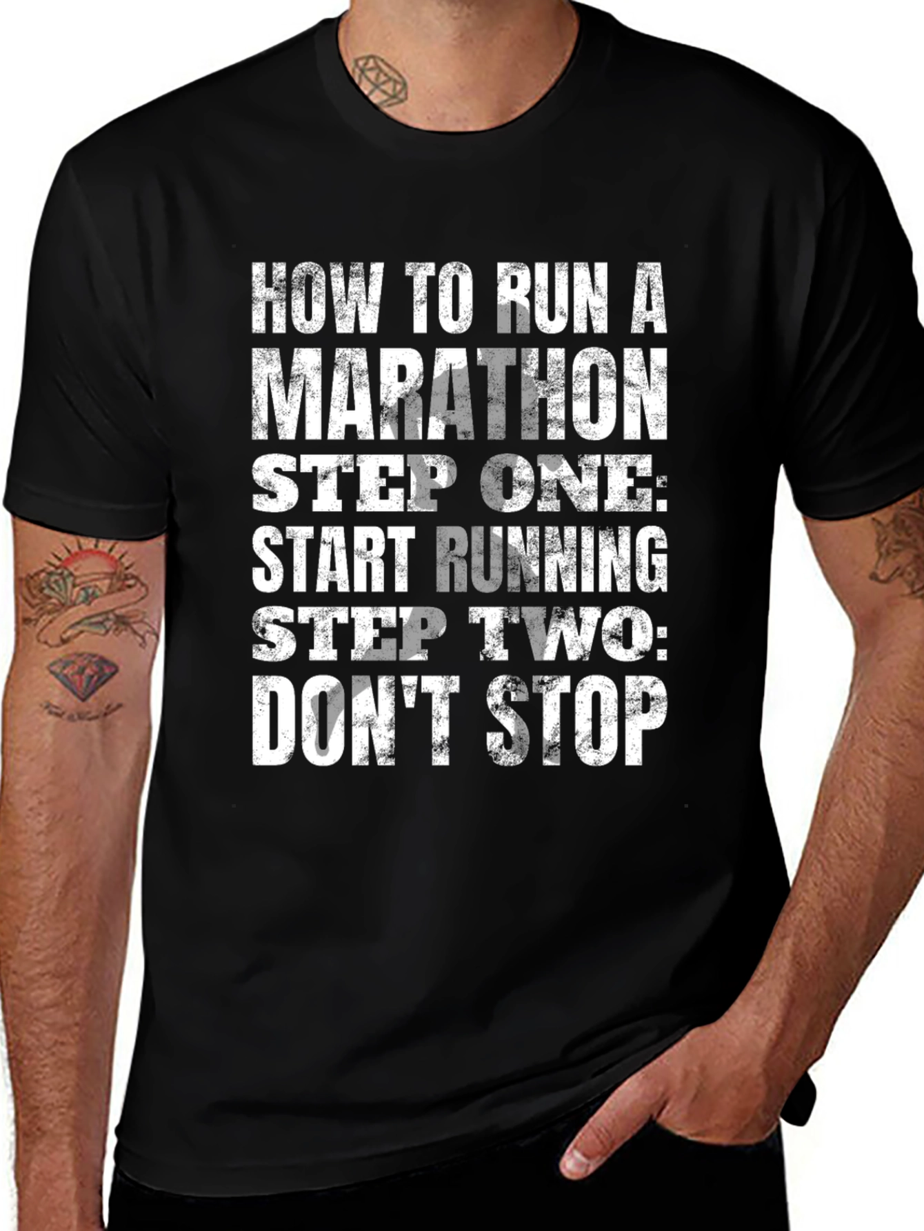 How to Run a Marathon Black Graphic Tee