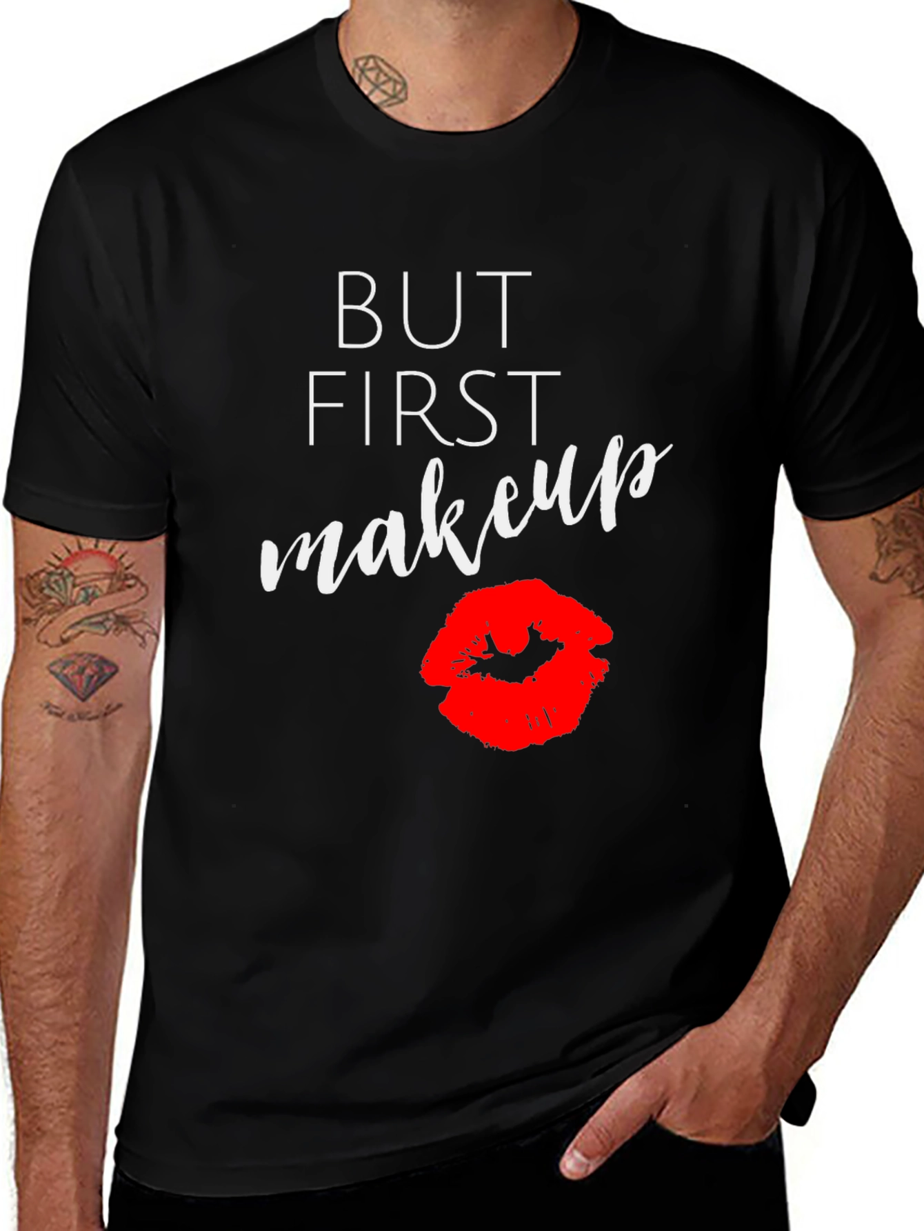 Variant 29 of But First Makeup Graphic Tee - Black T-Shirt