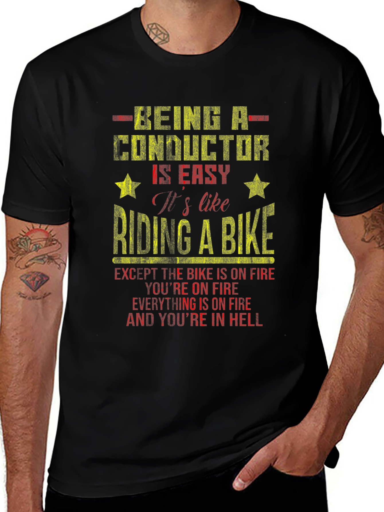 Variant 28 of Conductor's Life T-Shirt - Easy Like Riding a Bike...In Hell