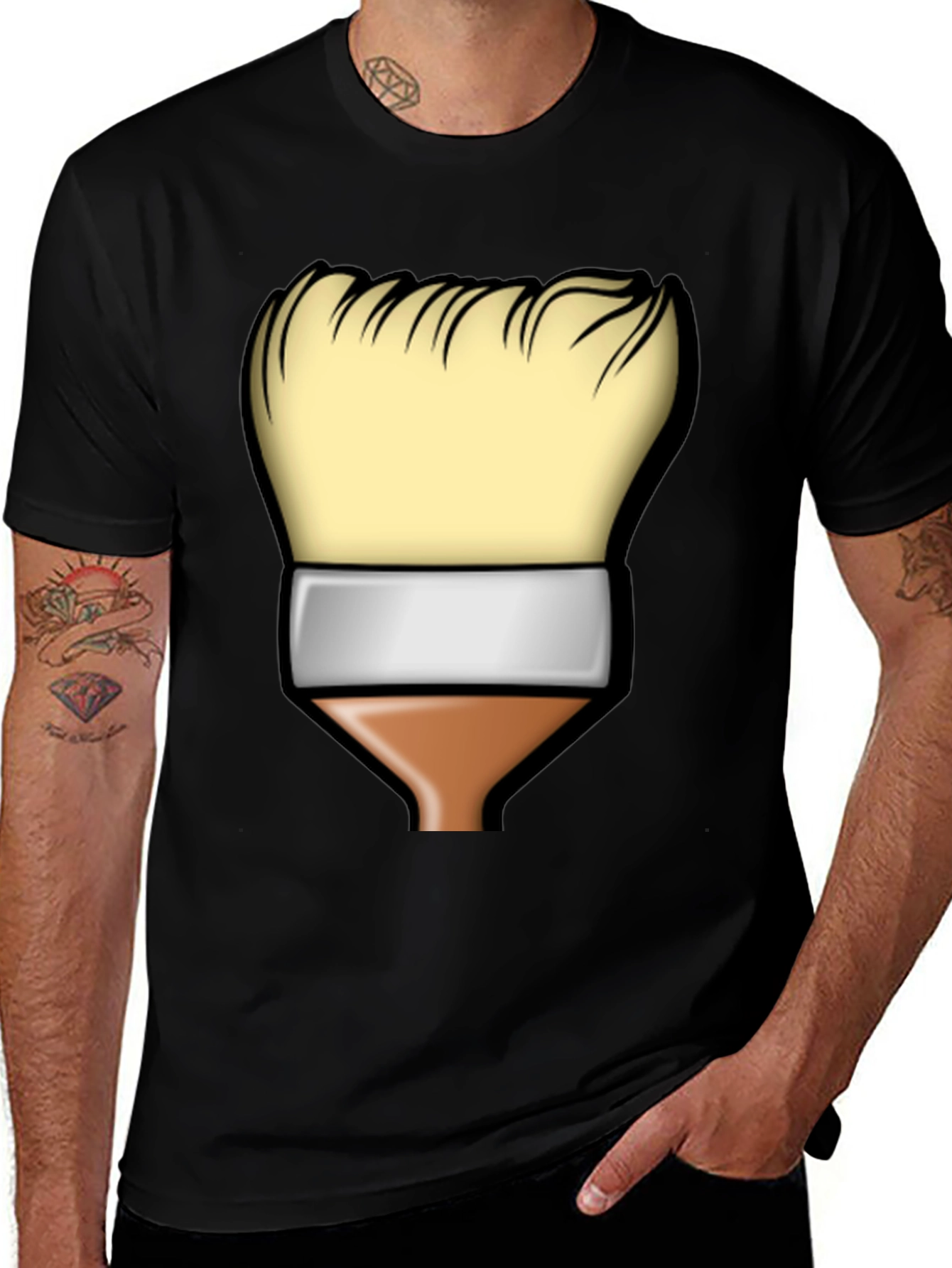 Variant 11 of Paint Brush Graphic Tee - Artistic Black T-Shirt