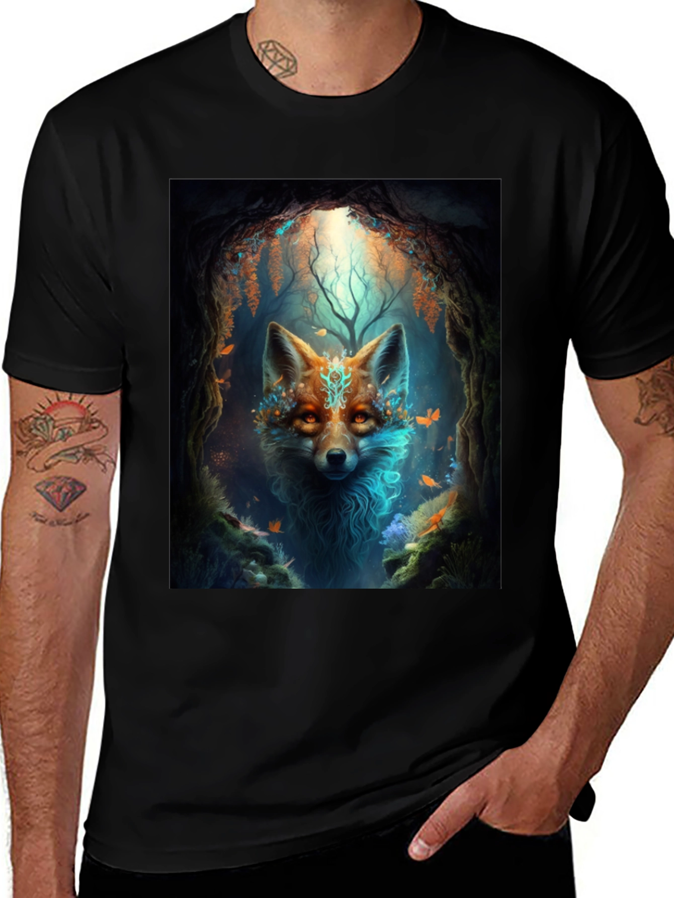 Variant 18 of Mystic Fox Graphic Tee - Black