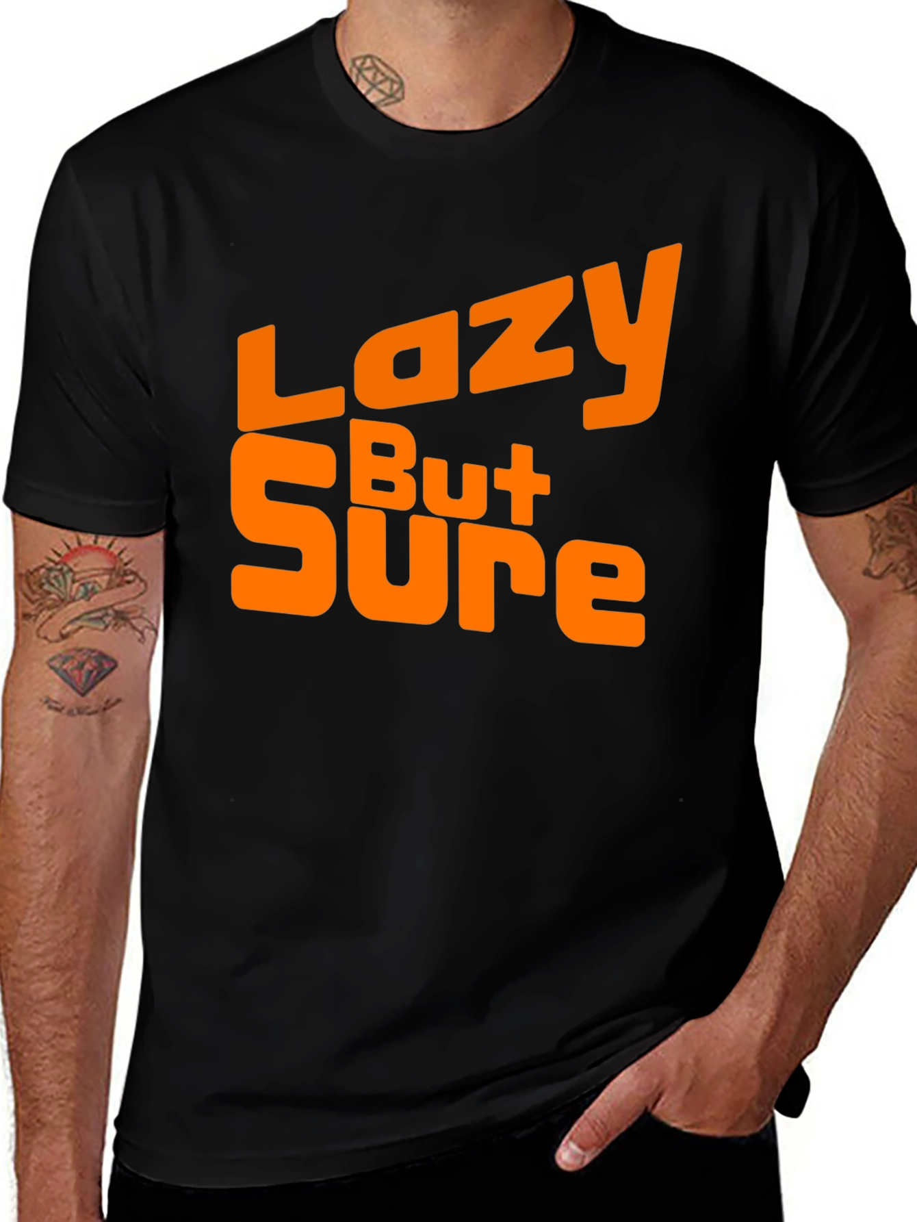 Variant 25 of Lazy But Sure Graphic Tee - Black Cotton Casual Shirt
