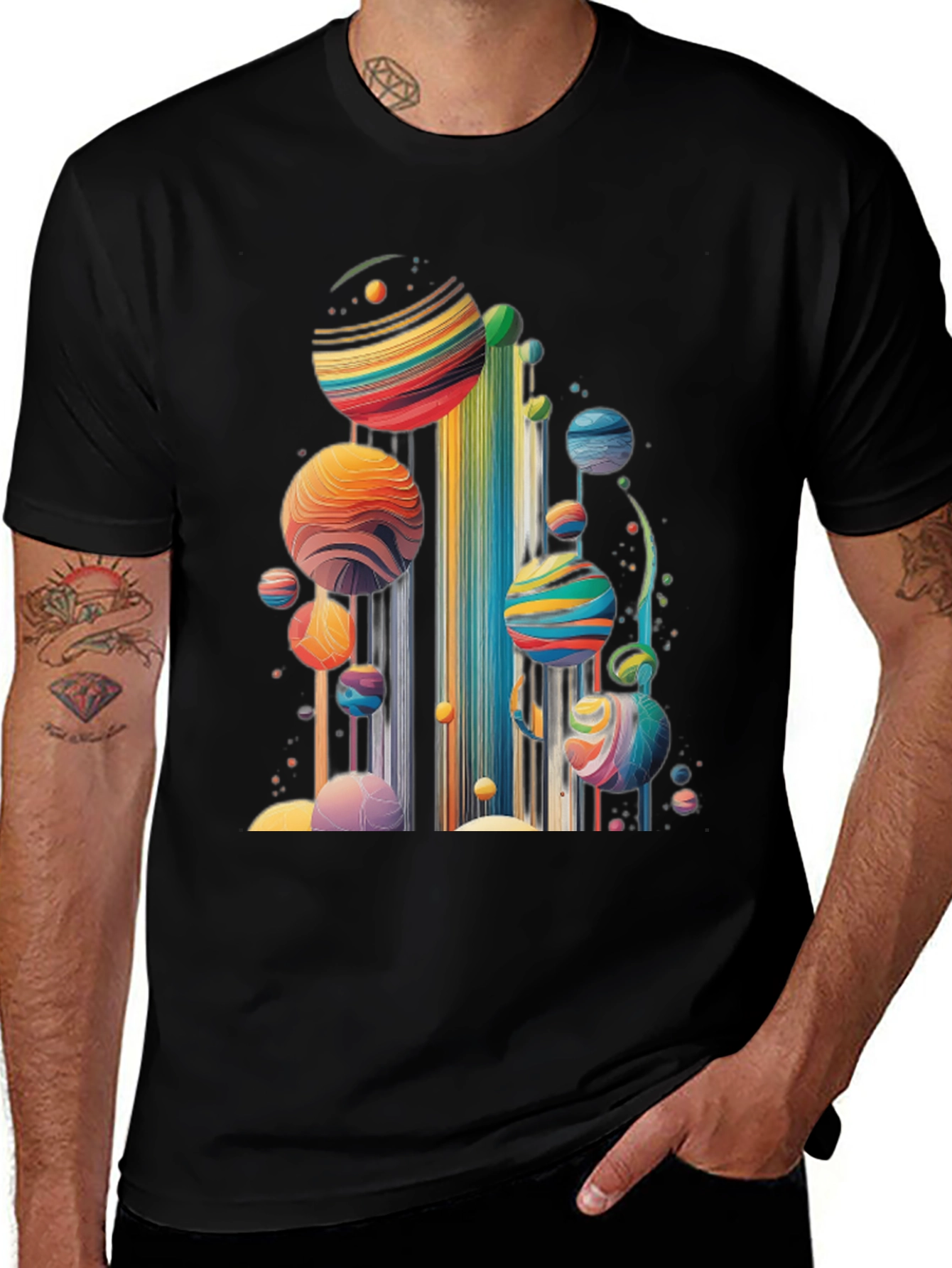 Variant 23 of Abstract Planet Graphic T-Shirt - Modern Art Tee