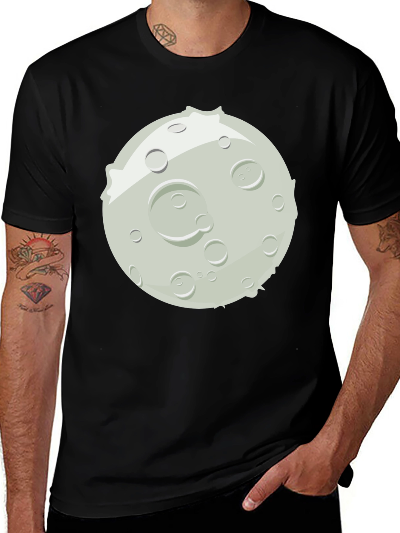 Variant 7 of Moon Graphic Black T-Shirt