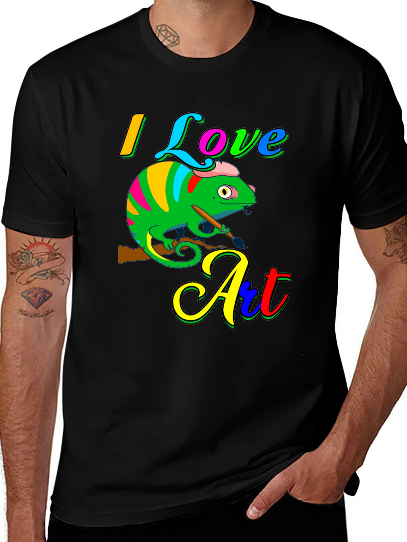 Variant 16 of I Love Art Chameleon Graphic Tee - Unique Design