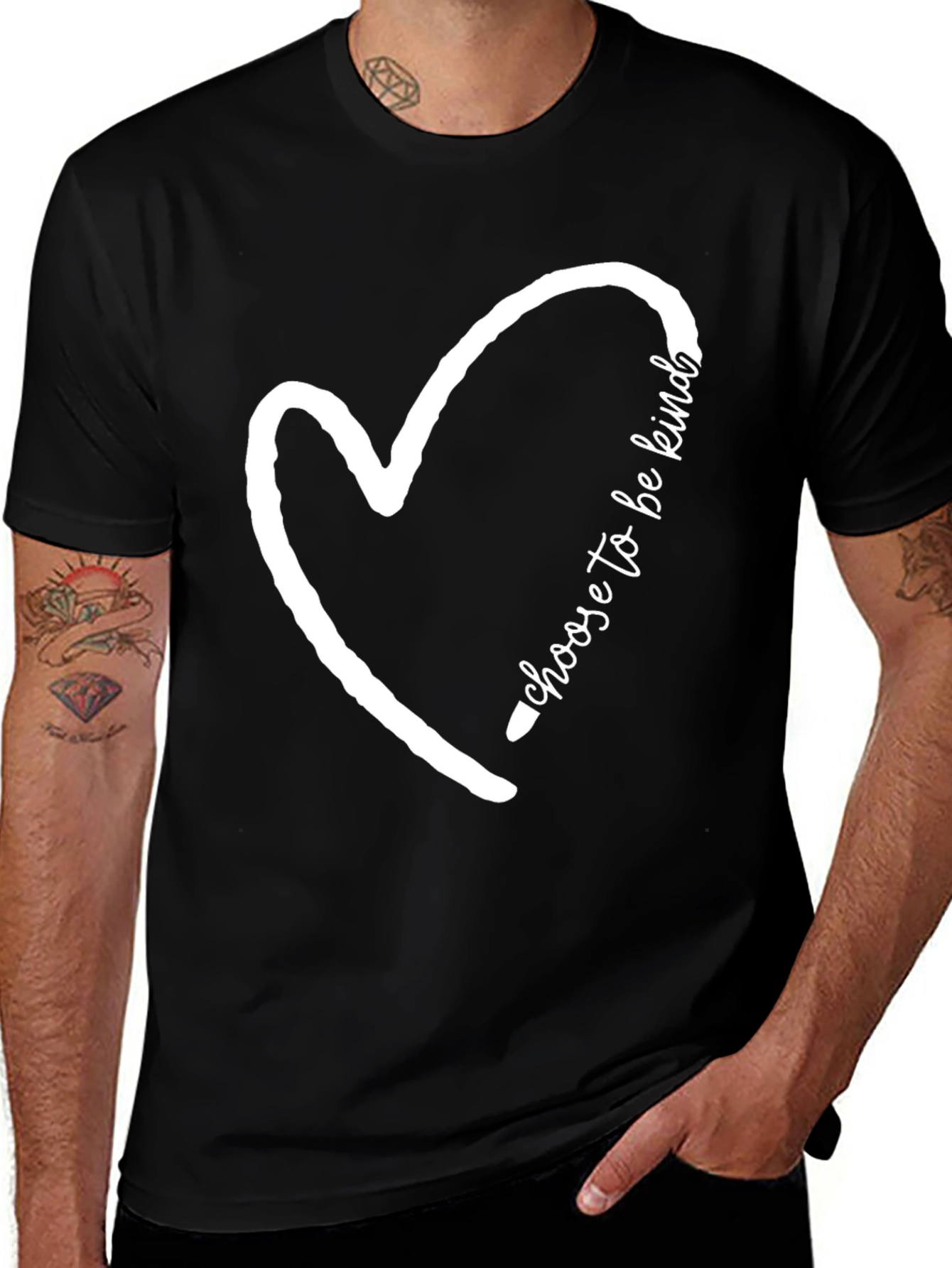 Variant 21 of Choose to be Kind Heart T-Shirt - Black