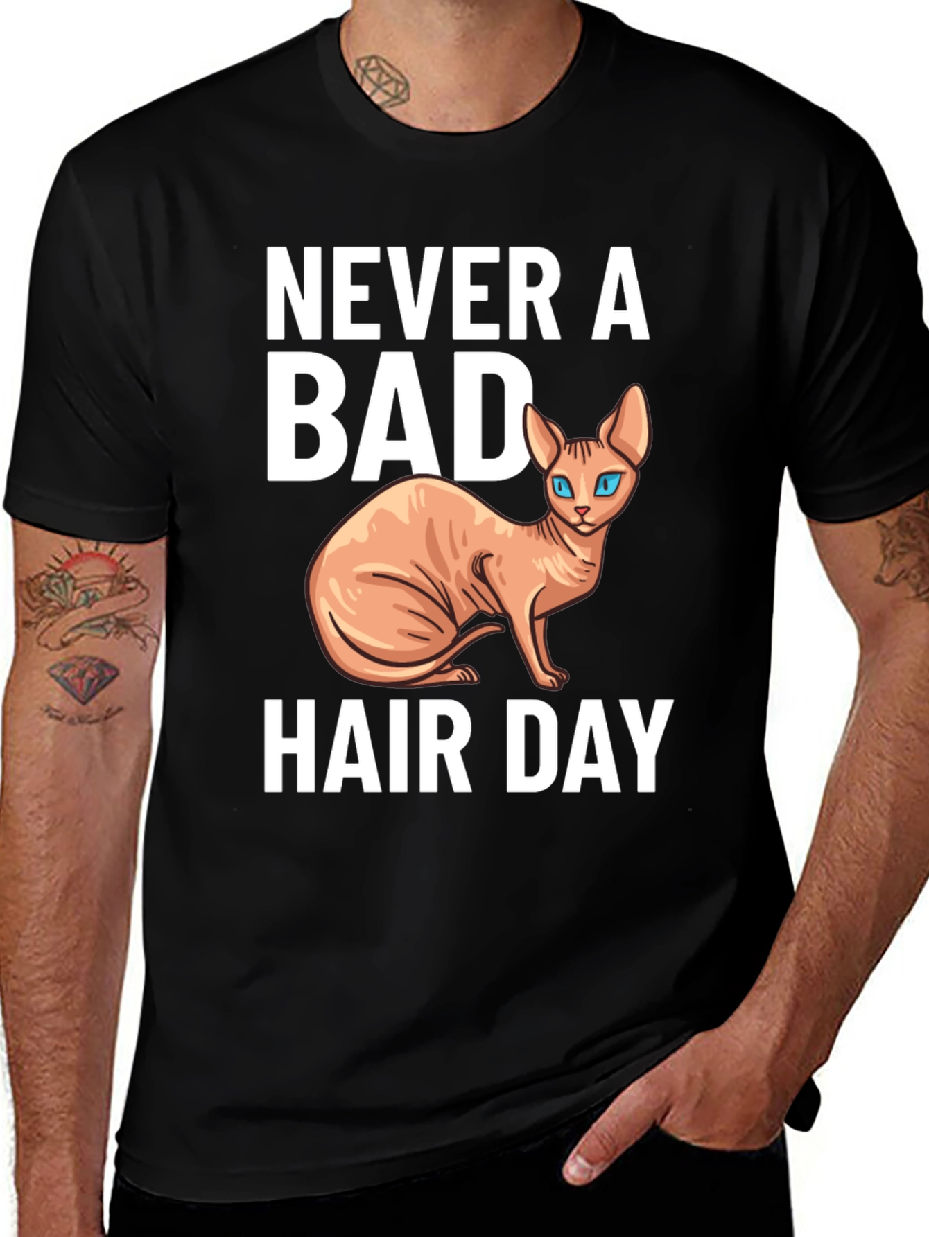 Variant 6 of Never A Bad Hair Day - Bald Cat T-Shirt