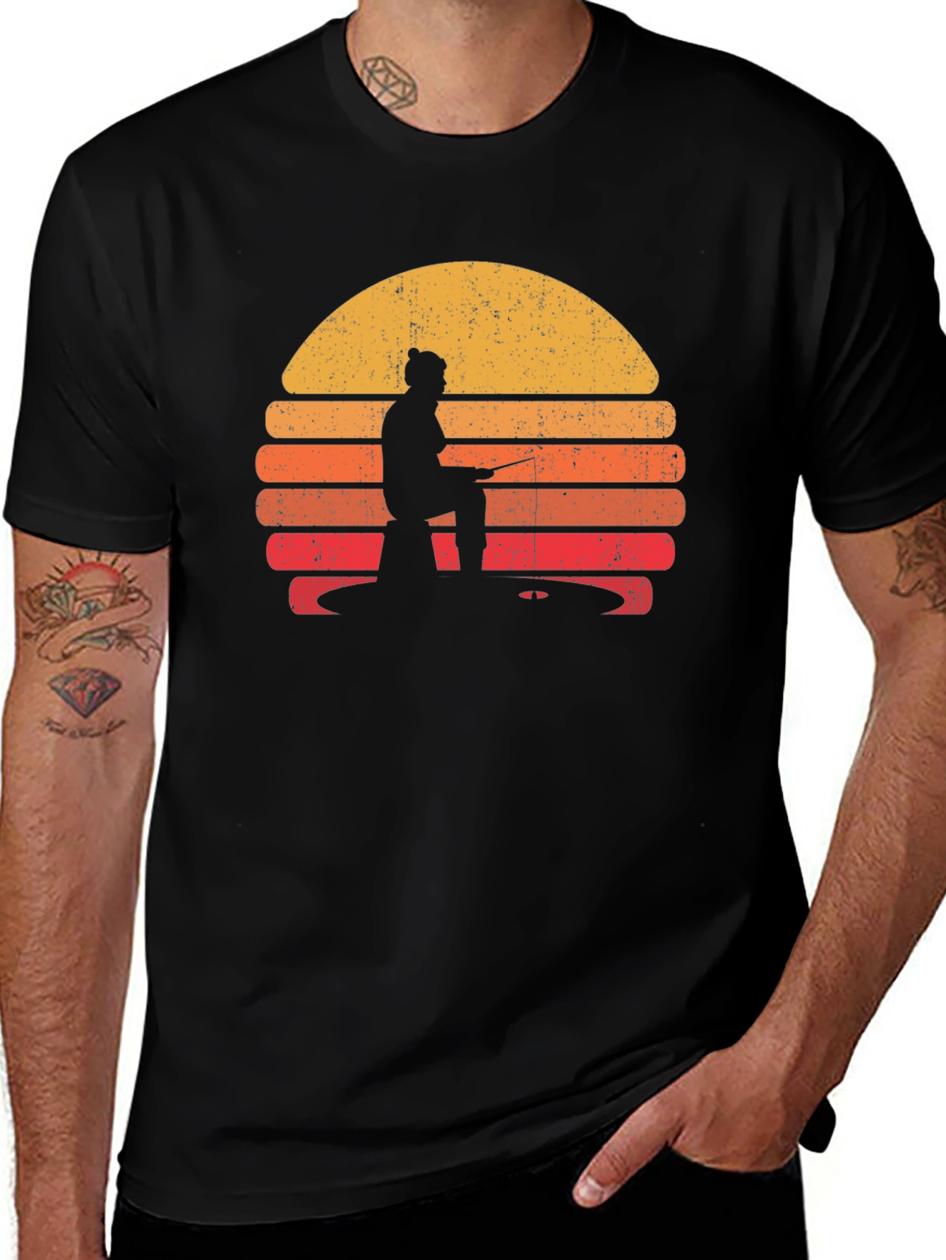 Variant 8 of Retro Fishing Sunset T-Shirt