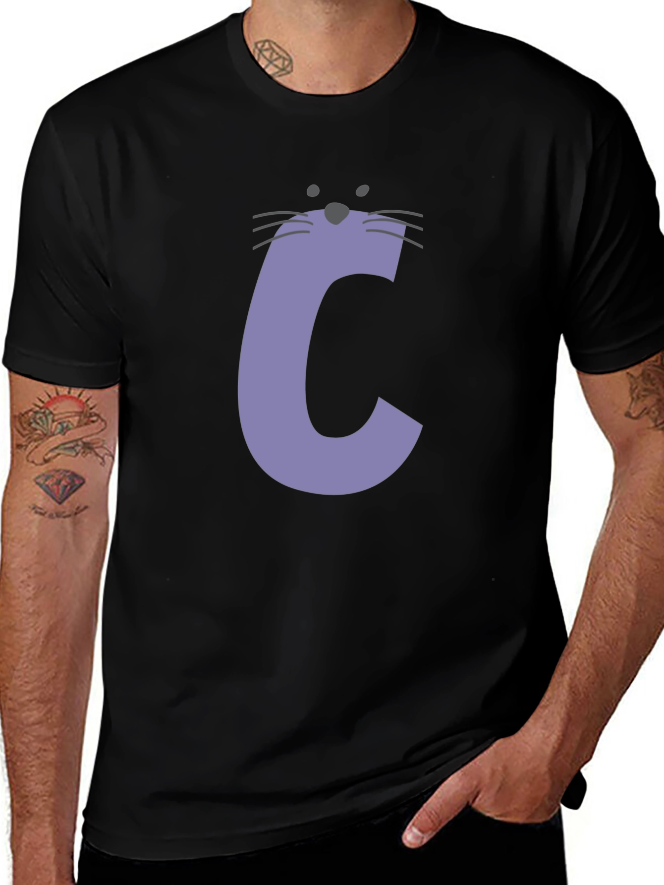 C is for Cat Black T-Shirt