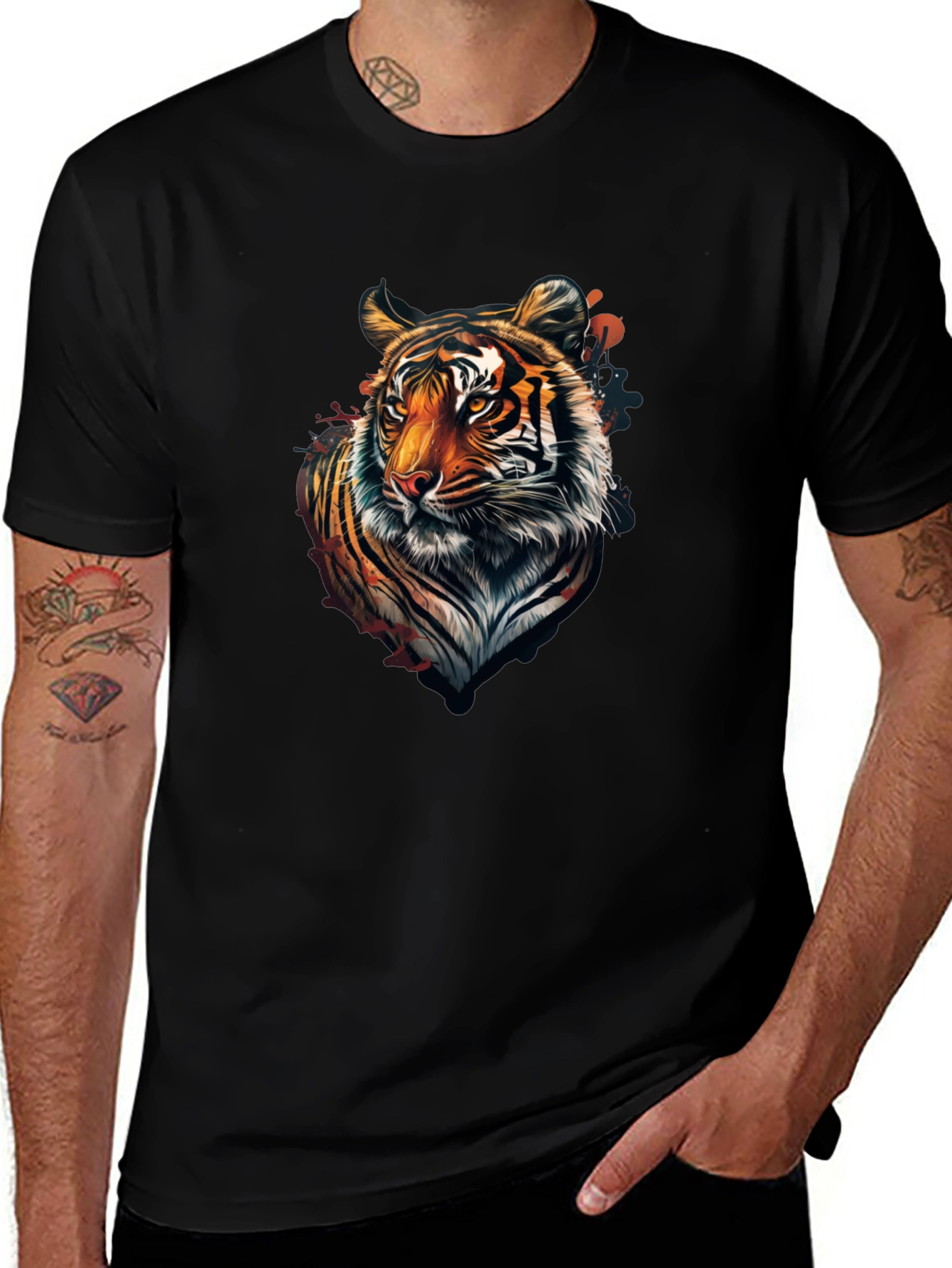 Variant 22 of Tiger Graphic Black T-Shirt