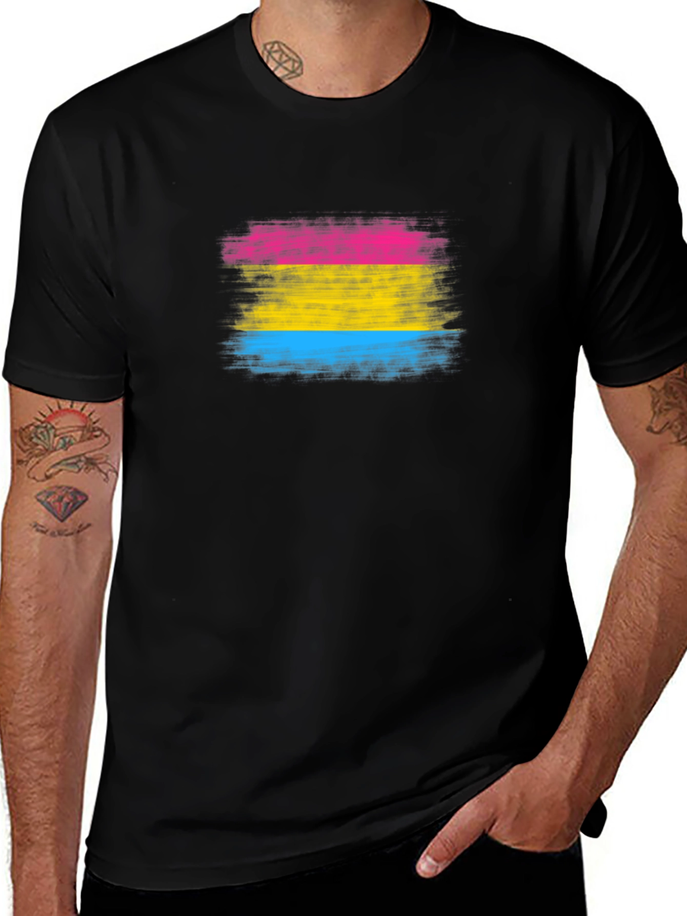 Pansexual Pride Flag T-Shirt - Brush Stroke Design
