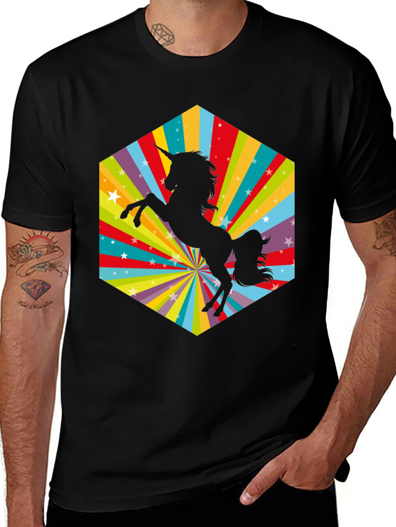 Variant 17 of Unicorn Silhouette Graphic Tee - Men's Black T-Shirt