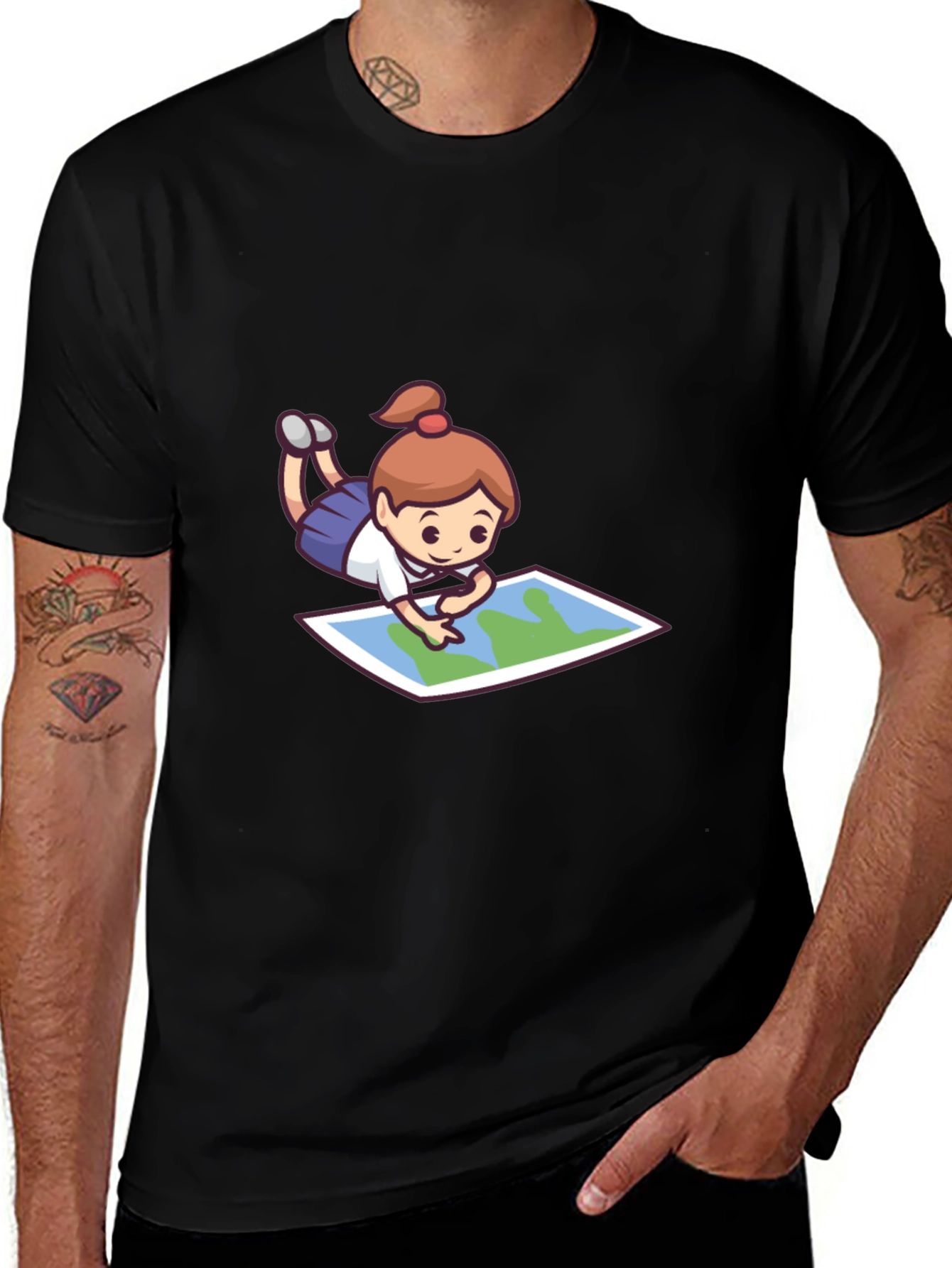Variant 29 of Cartoon Girl Map T-Shirt