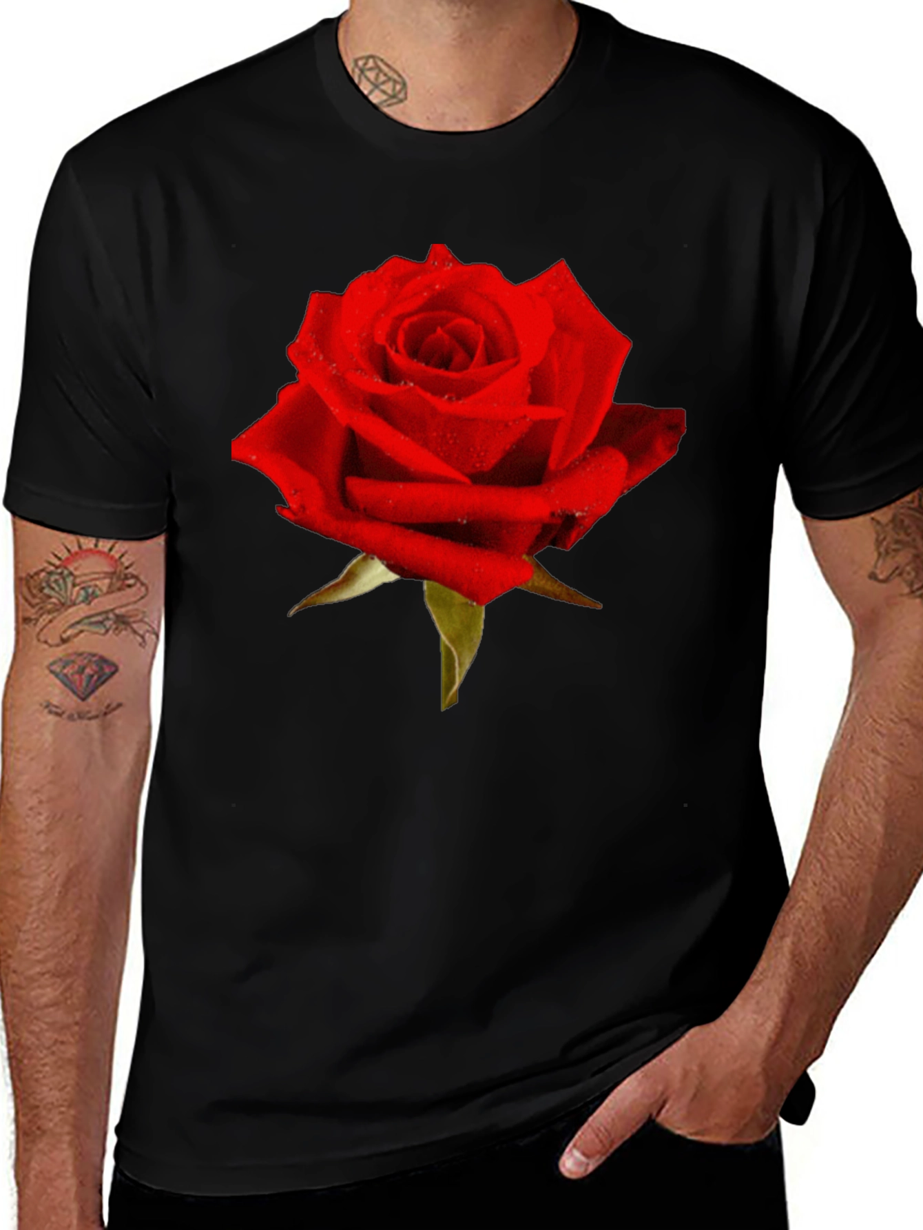 Variant 14 of Red Rose Graphic T-Shirt - Classic Floral Design