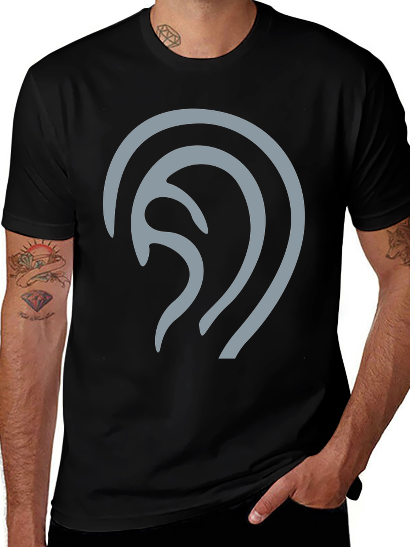 Variant 15 of Abstract Ear Graphic Tee - Modern Black T-Shirt