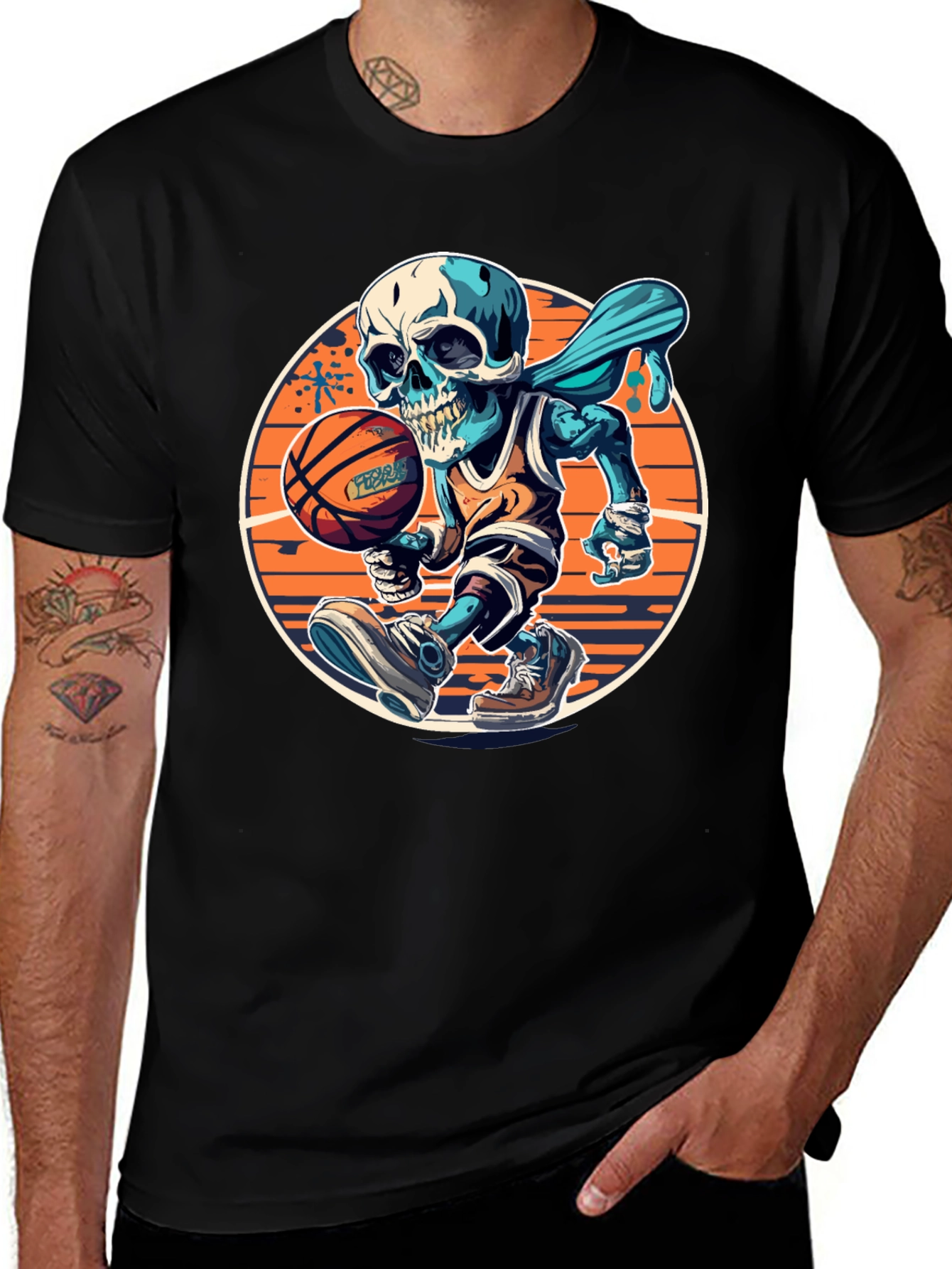 Variant 15 of Skeleton Basketball Graphic Tee