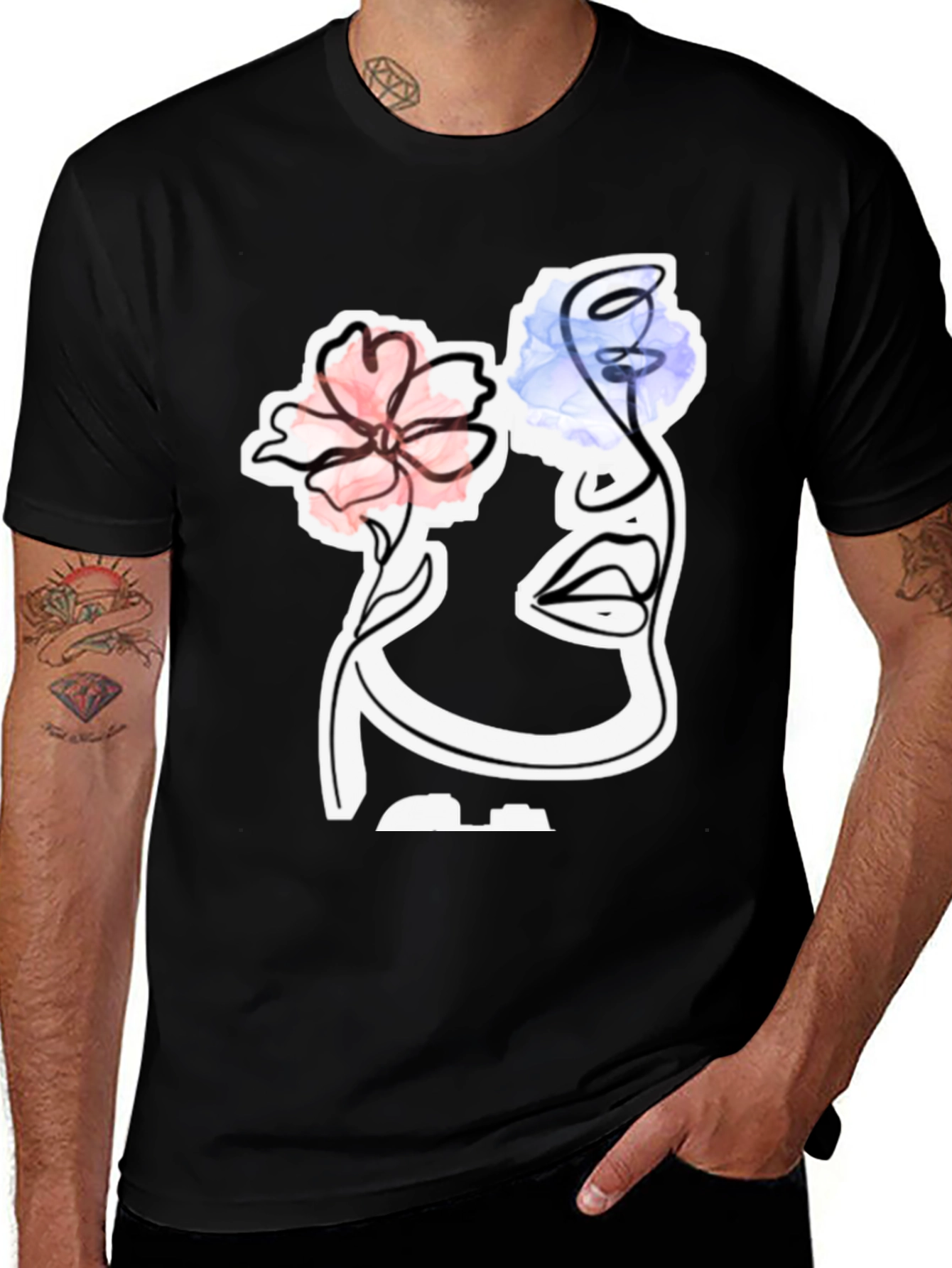 Variant 9 of Abstract Face with Flowers Graphic T-Shirt