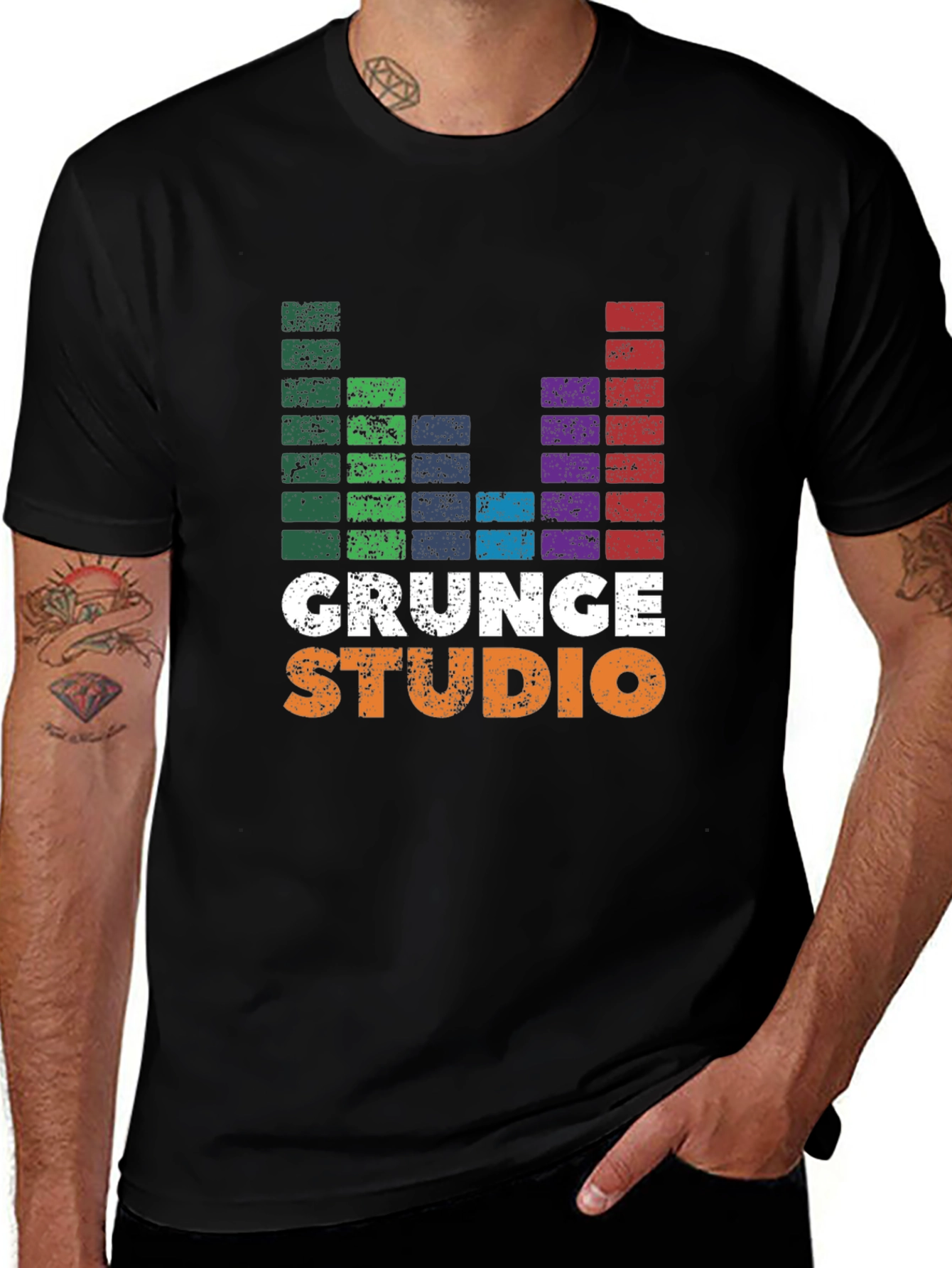 Variant 17 of Grunge Studio Graphic Tee - Black T-Shirt