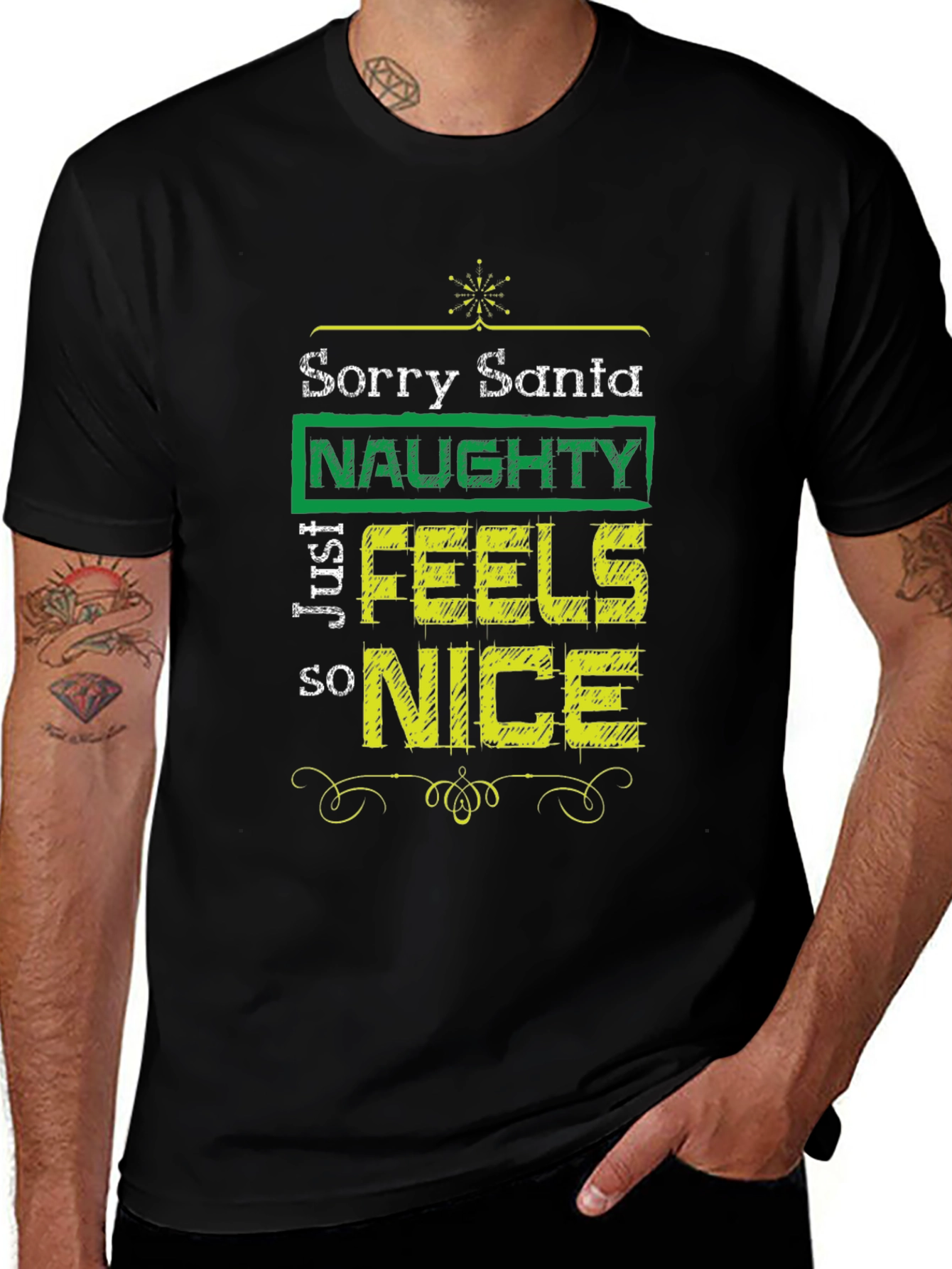 Variant 3 of Naughty Feels Nice T-Shirt - Funny Christmas Tee