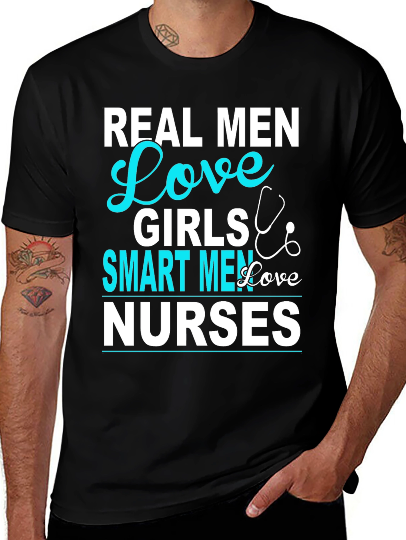 Variant 9 of Real Men Love Girls, Smart Men Love Nurses T-Shirt