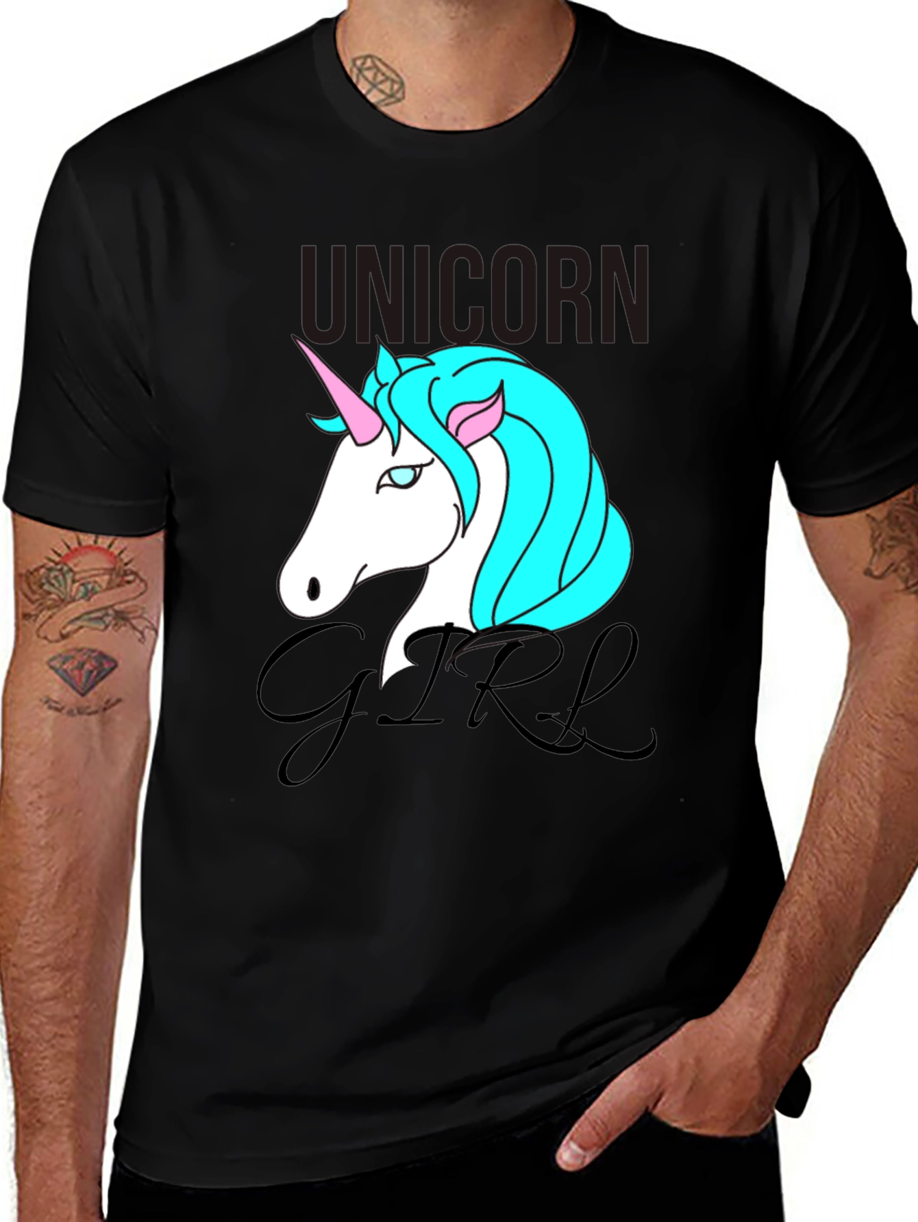 Variant 19 of Unicorn Girl Black T-Shirt